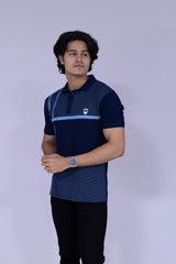 Pattern block Indigo polo T-shirt