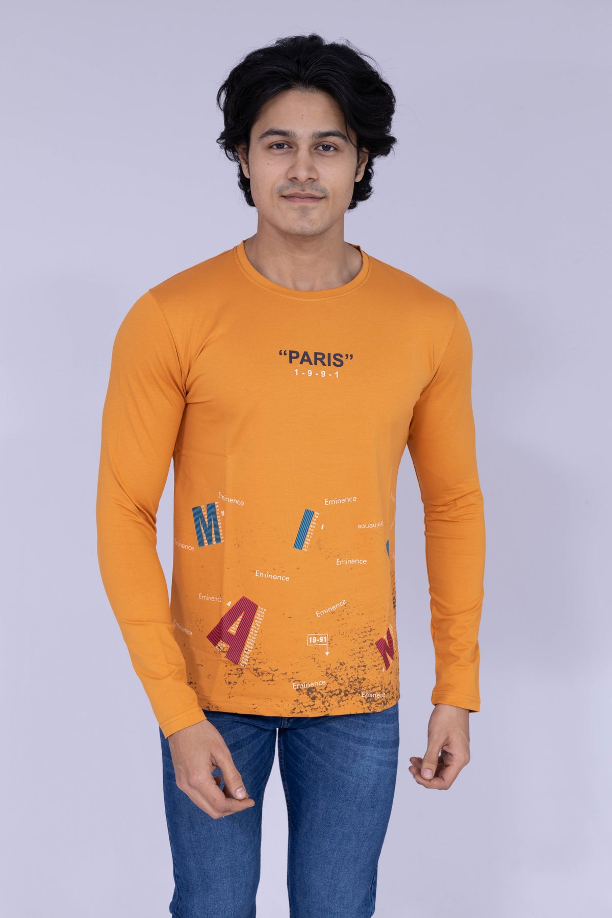 Mustard Round neck Paris & Millan T-shirt