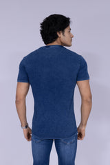 Half sleeve round neck light wash Indigo T-shirt