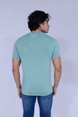 Teal green round neck T-shirt