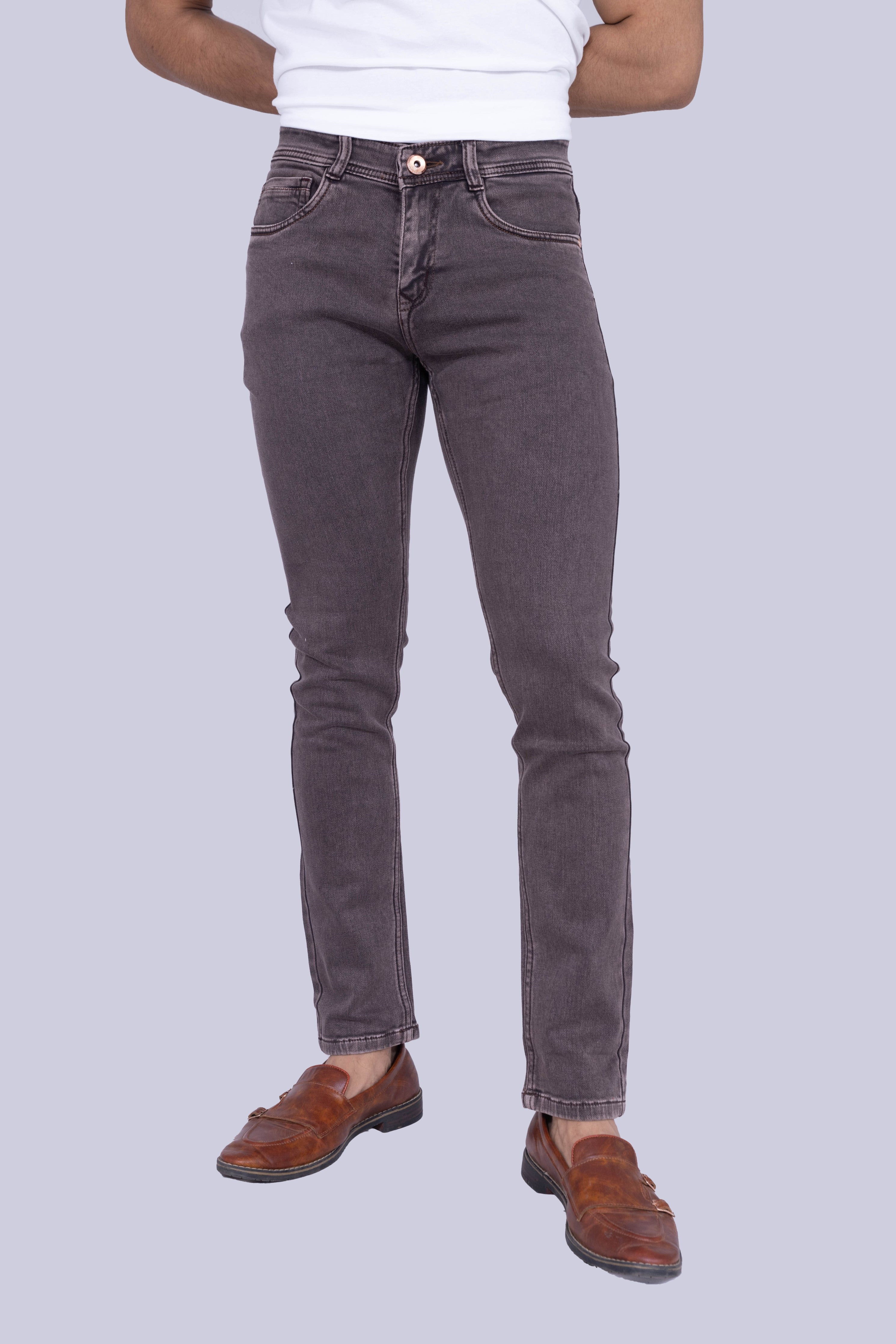 Dark washed coffee colour narrow fit jeans