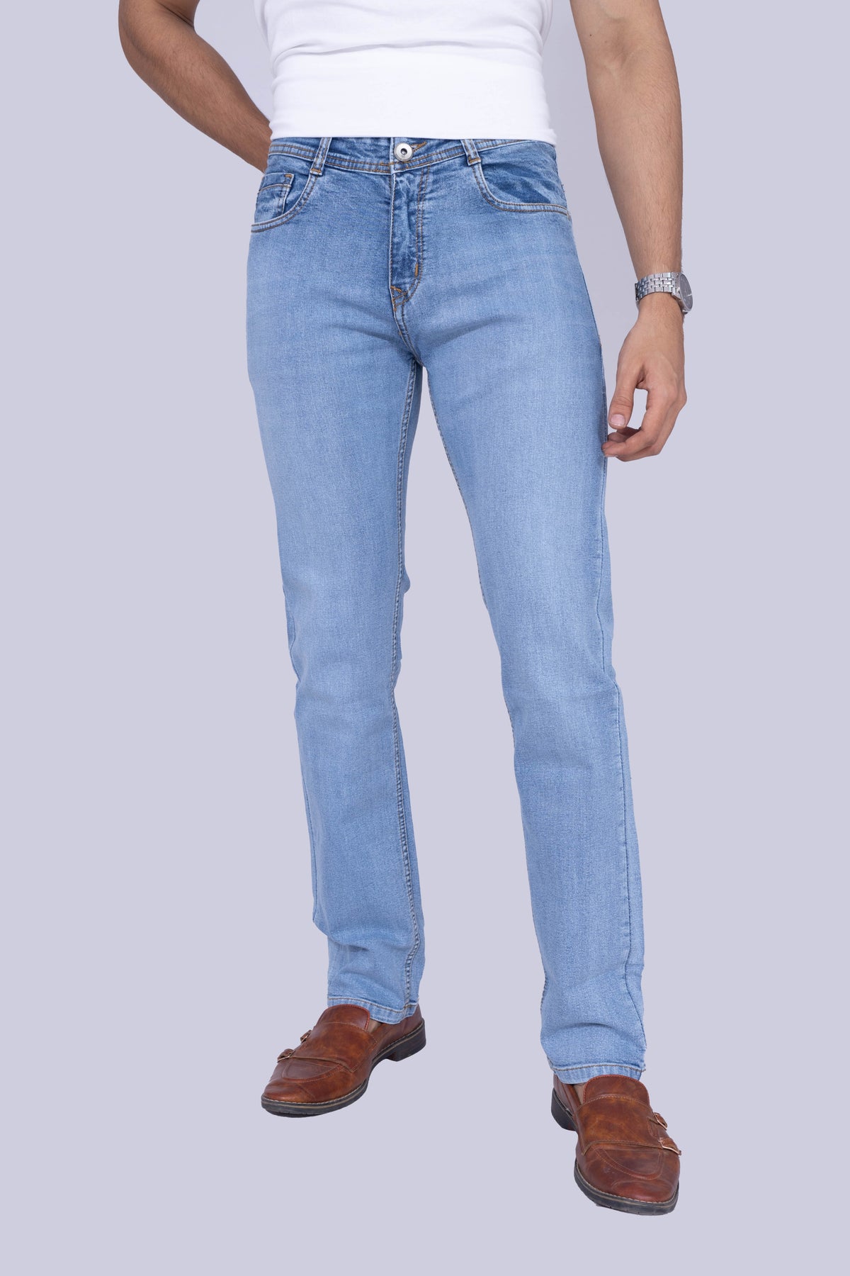 Ice Blue Straight fit classic stretch jeans