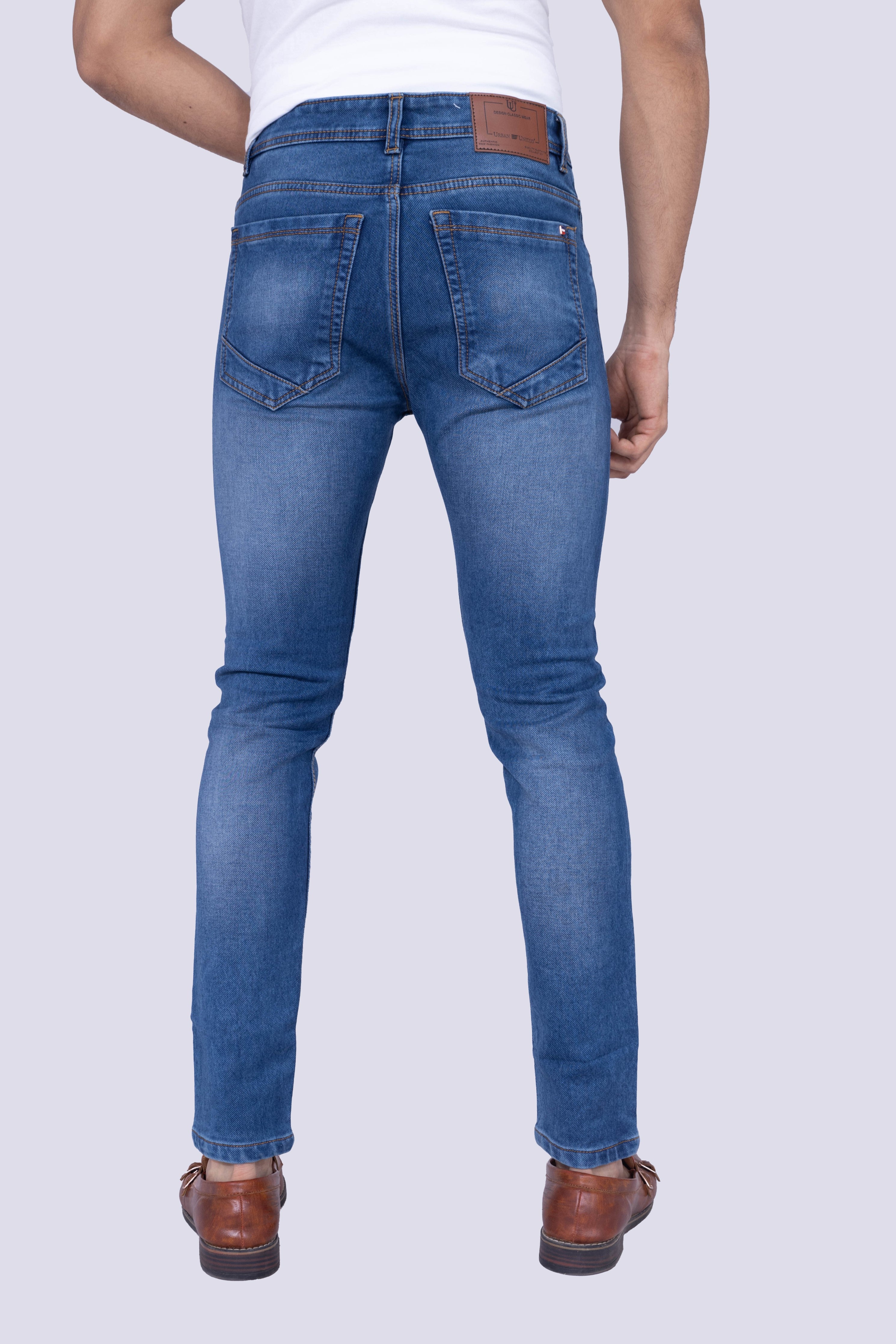 Mid washed Knit jeans Blue Narrow fit jeans