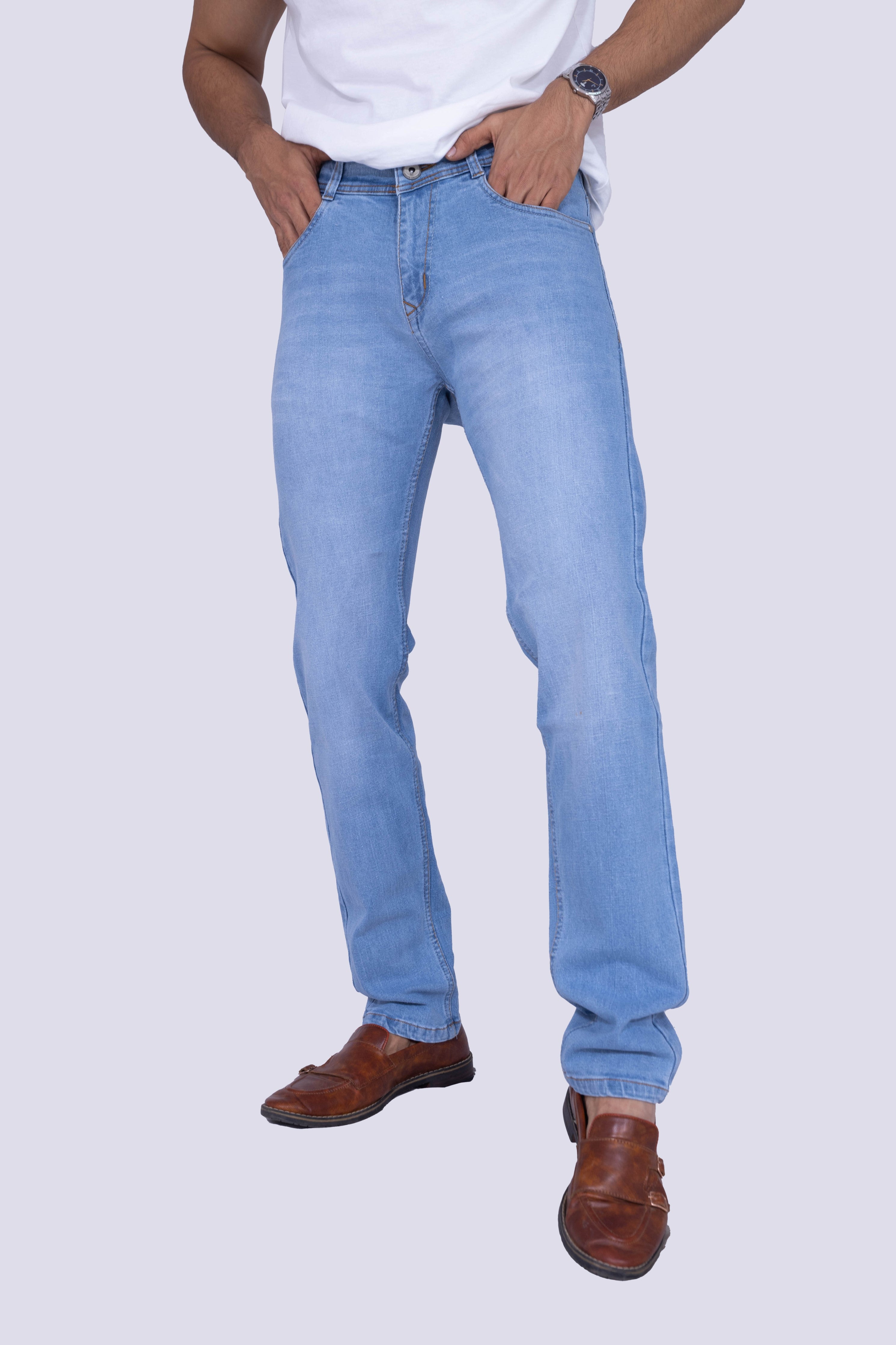 Classic Ice Blue regular fit stretchable jeans