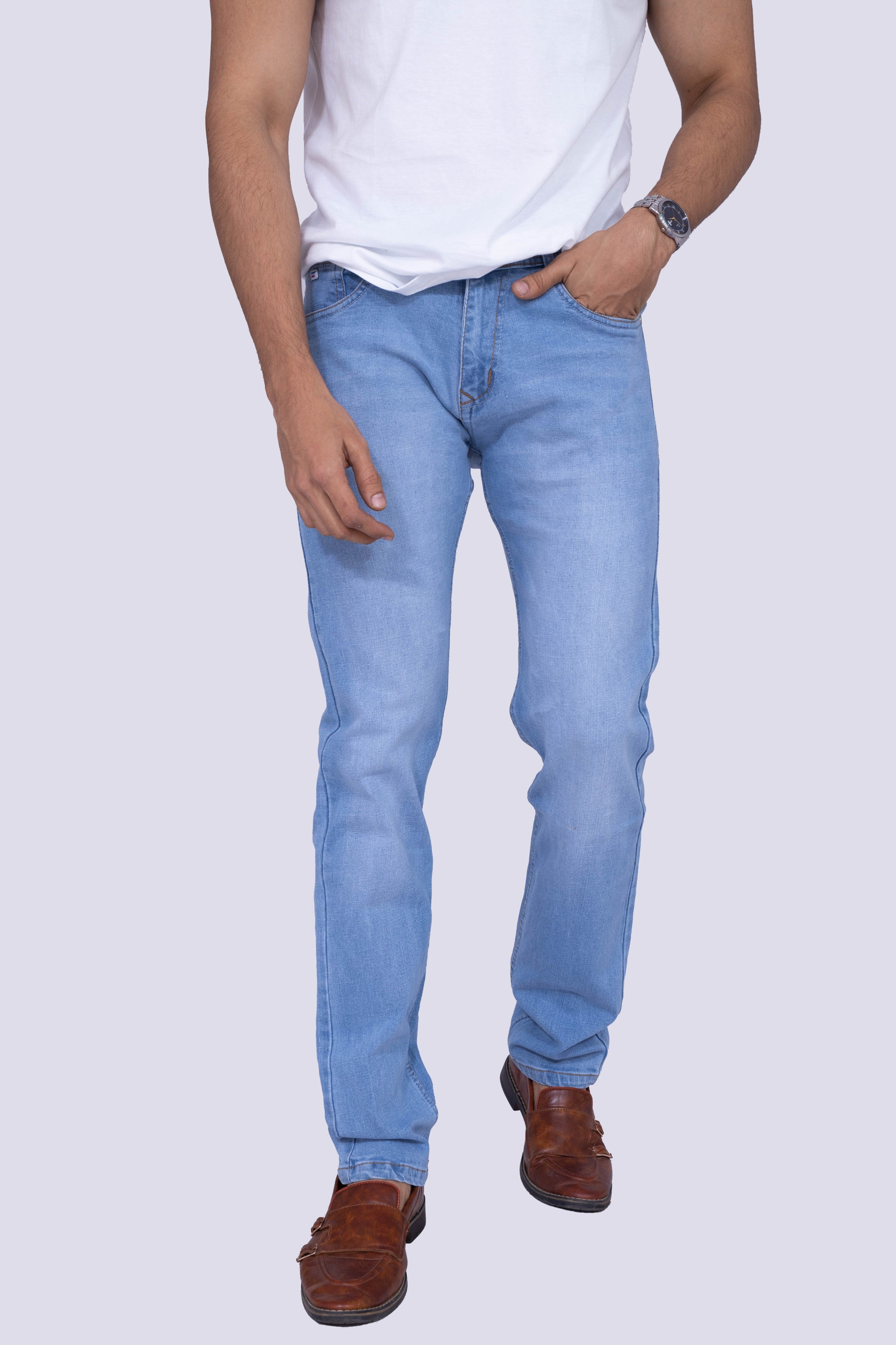 Classic Ice Blue regular fit stretchable jeans