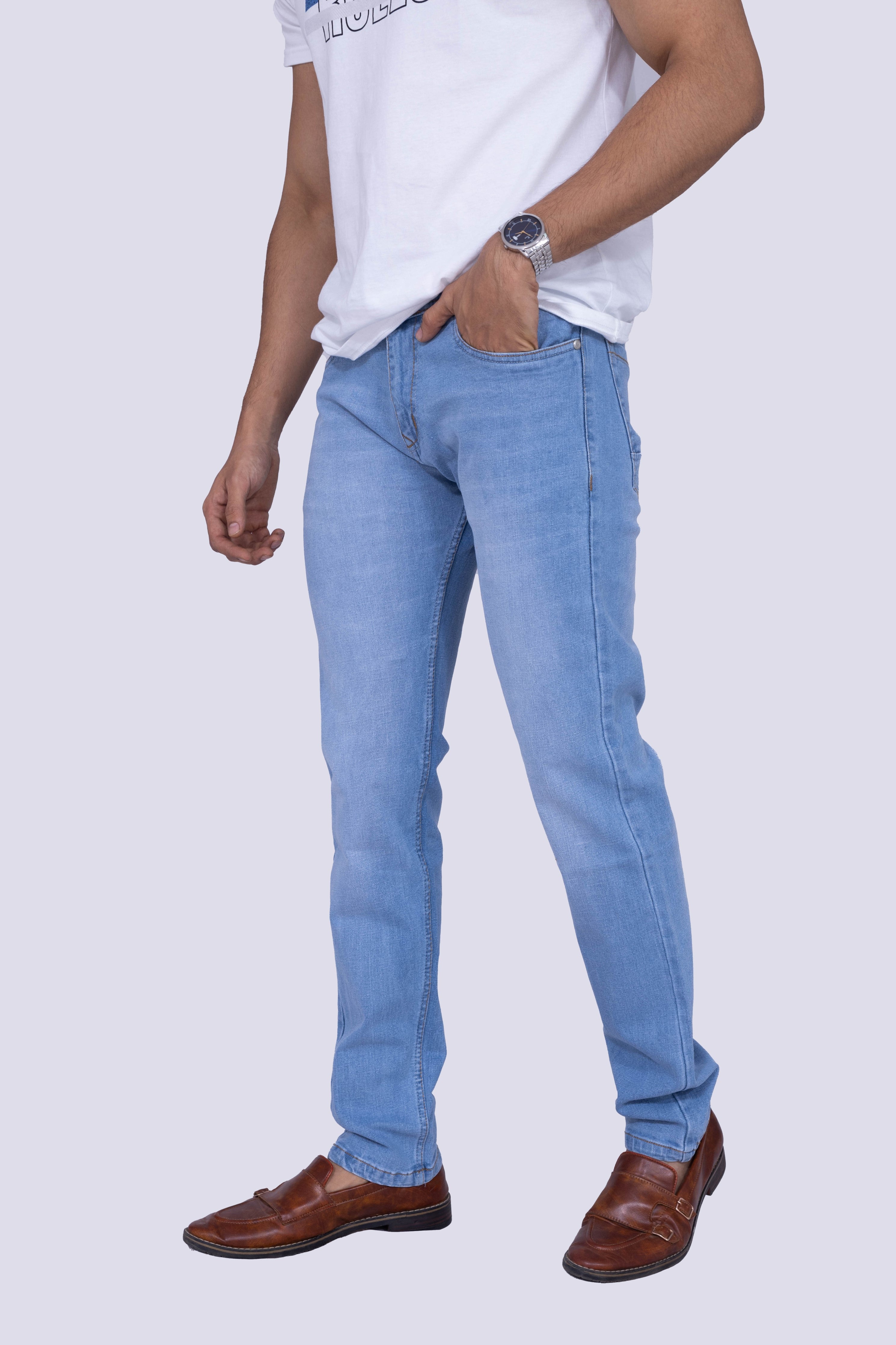 Classic Ice Blue regular fit stretchable jeans