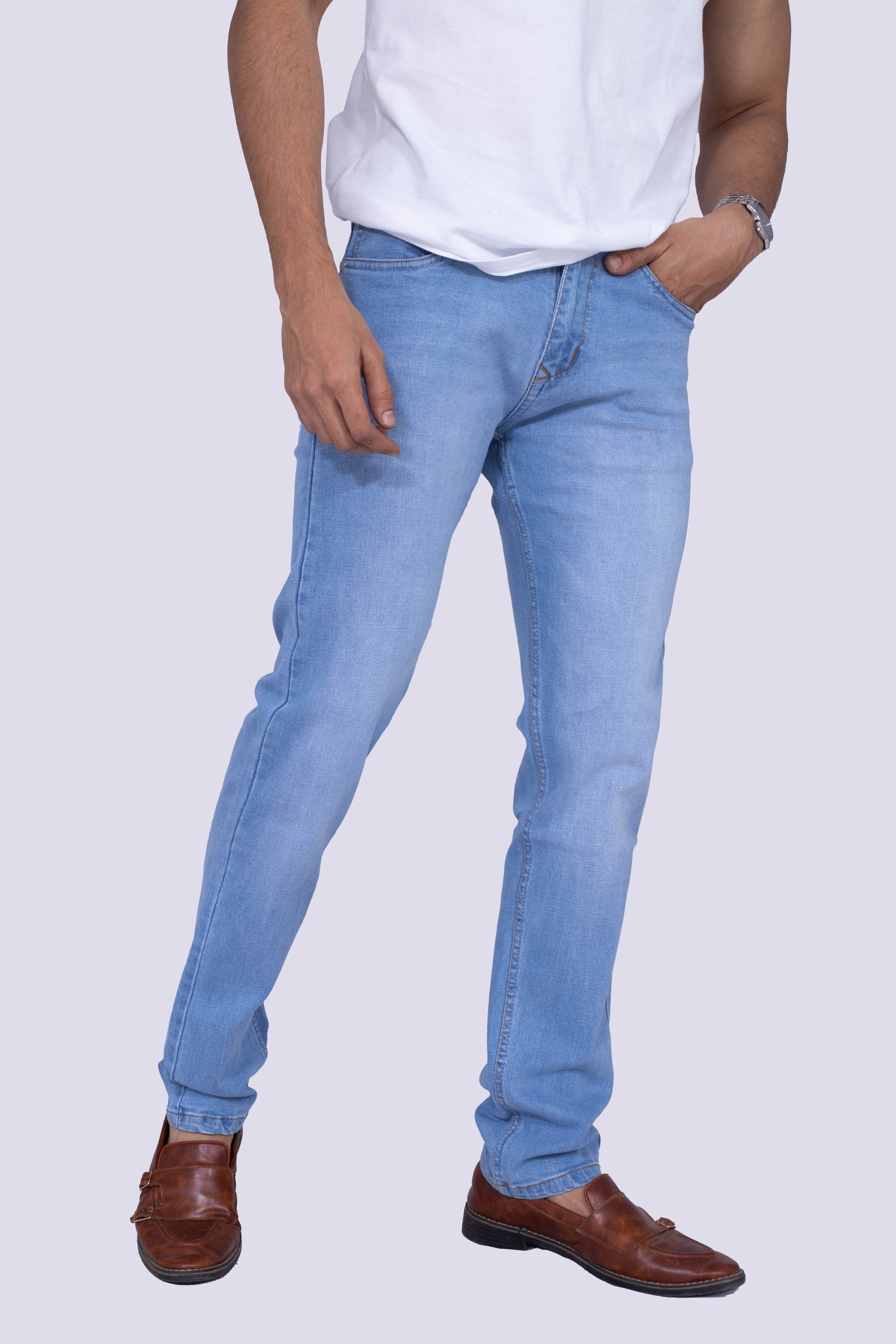 Classic Ice Blue regular fit stretchable jeans