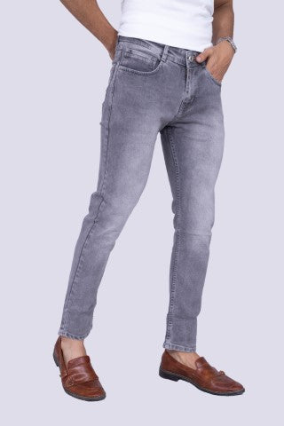 Classic light grey narrow fit stretchable jeans