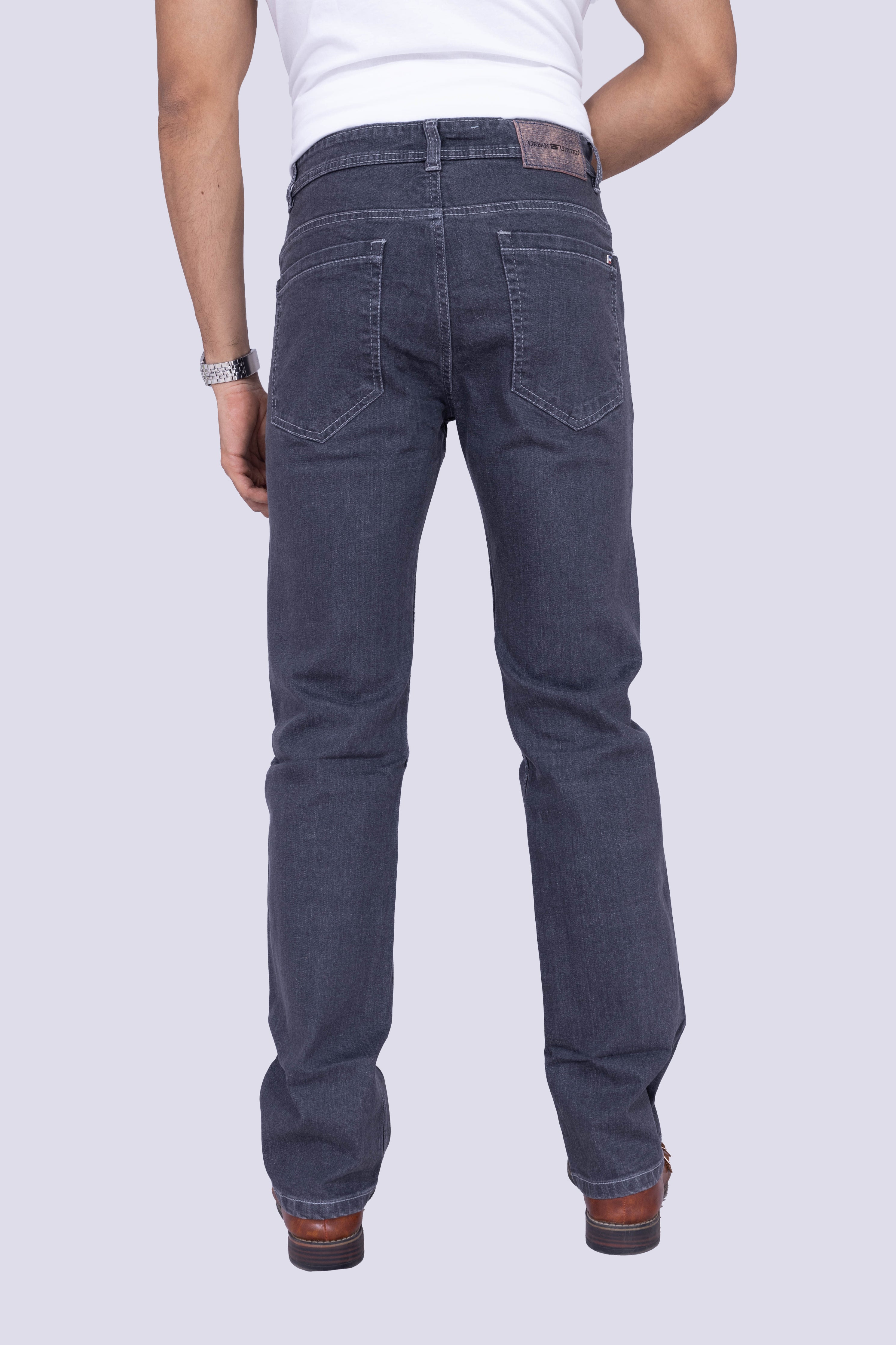 Vintage Dark Grey Straight Fit stretchable jeans