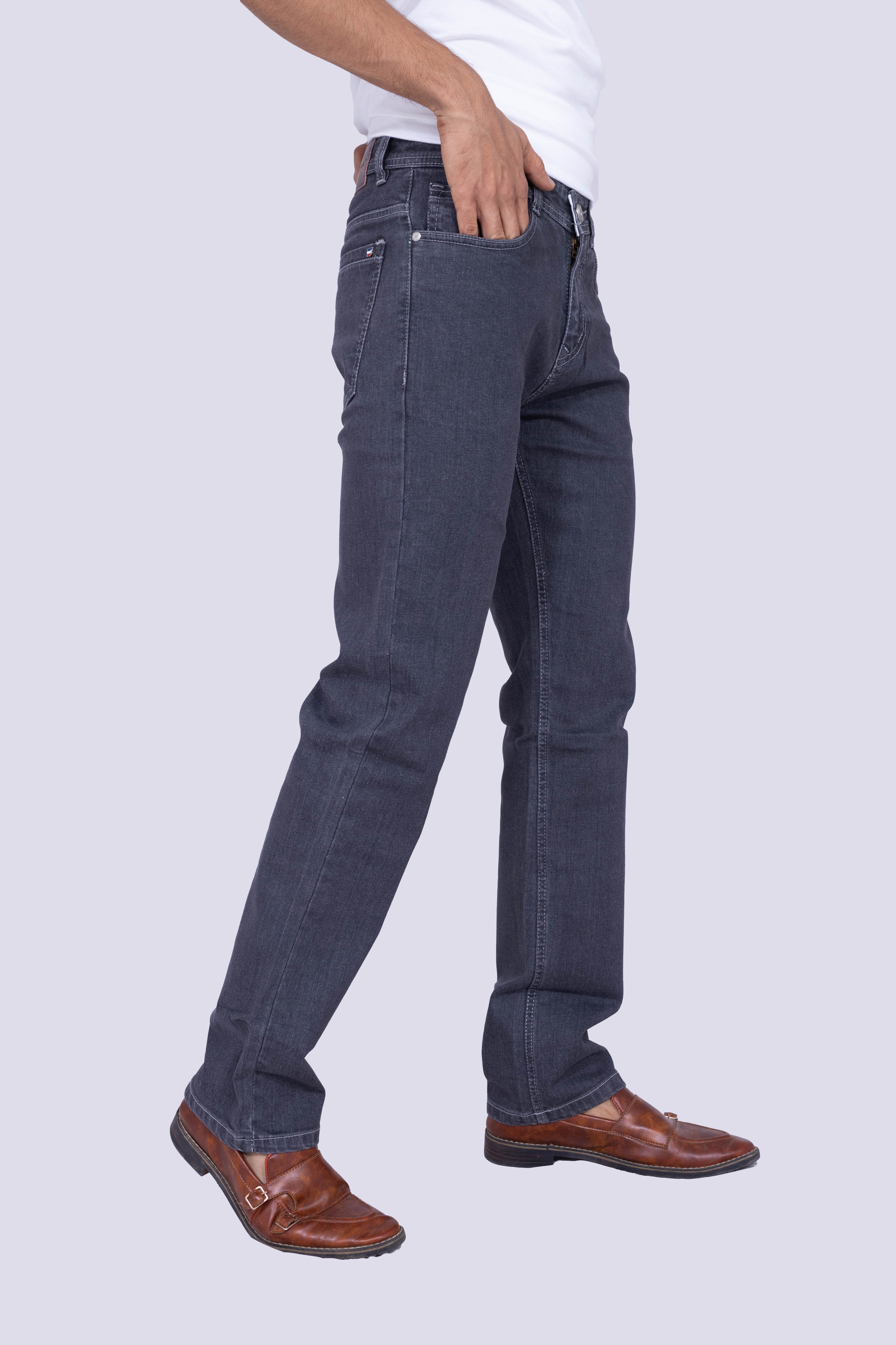 Vintage Dark Grey Straight Fit stretchable jeans