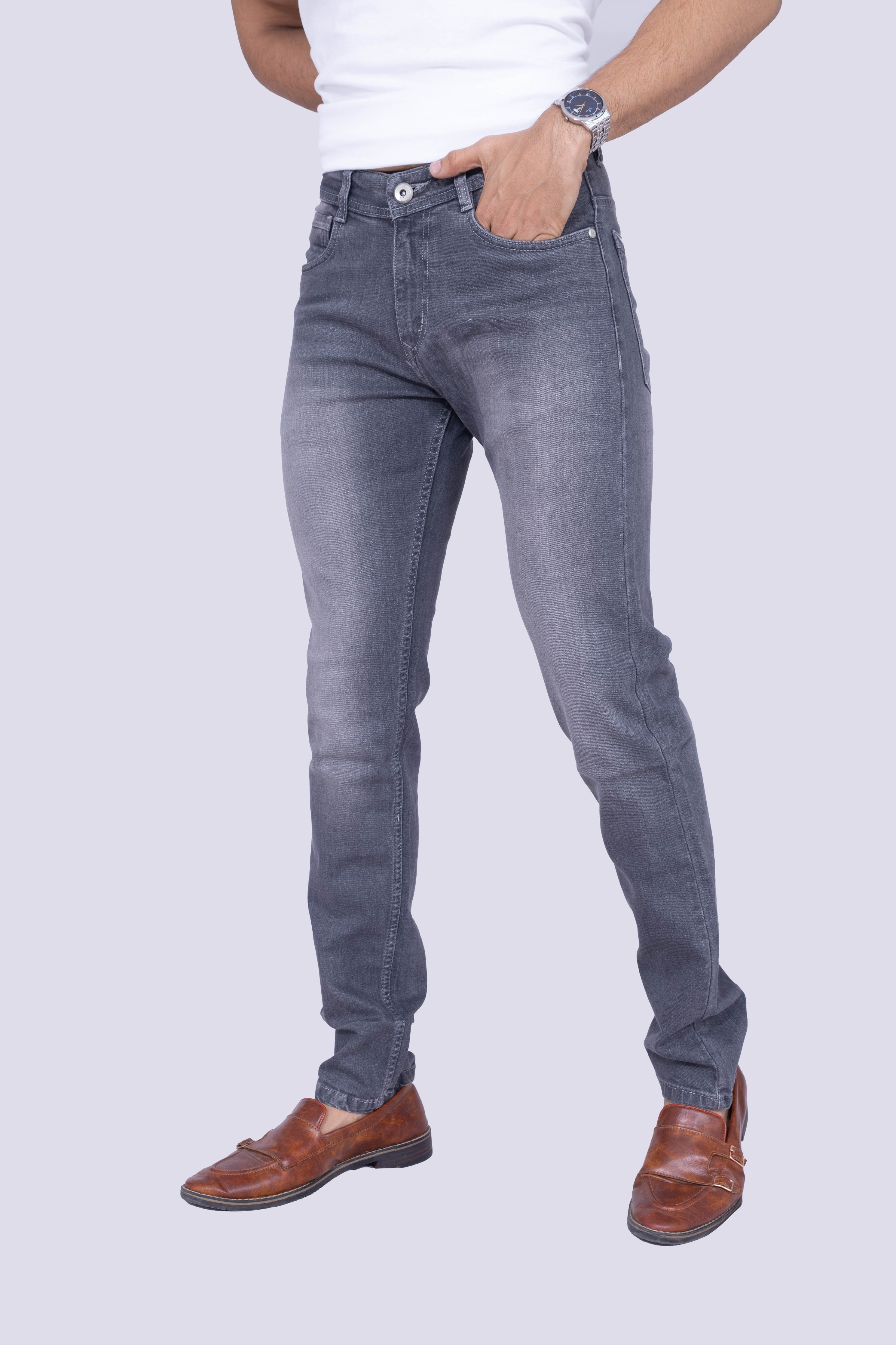 Vintage cement colour regular Fit stretchable jeans