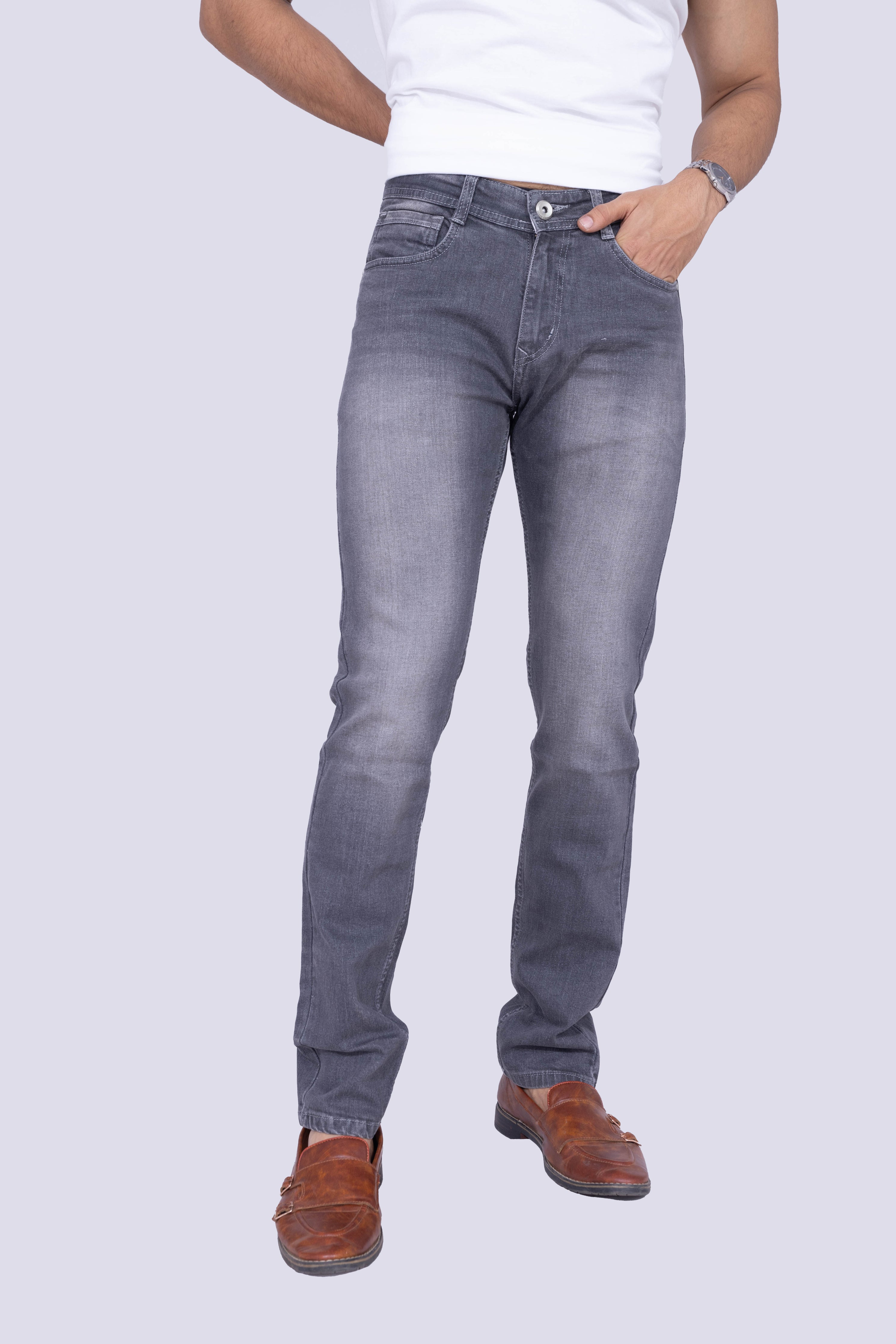 Vintage cement colour regular Fit stretchable jeans
