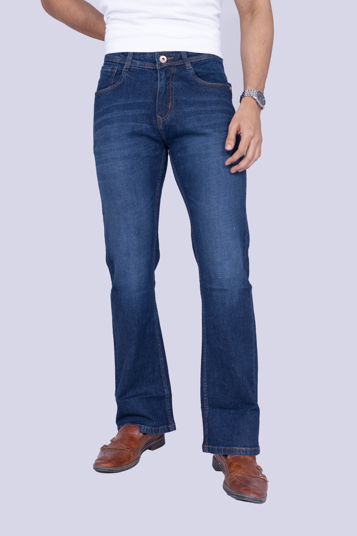 Classic Deep Blue Crosshatch Bootcut jeans