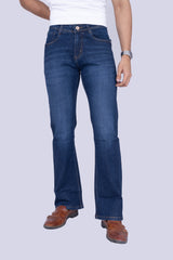 Classic Deep Blue Crosshatch Bootcut jeans