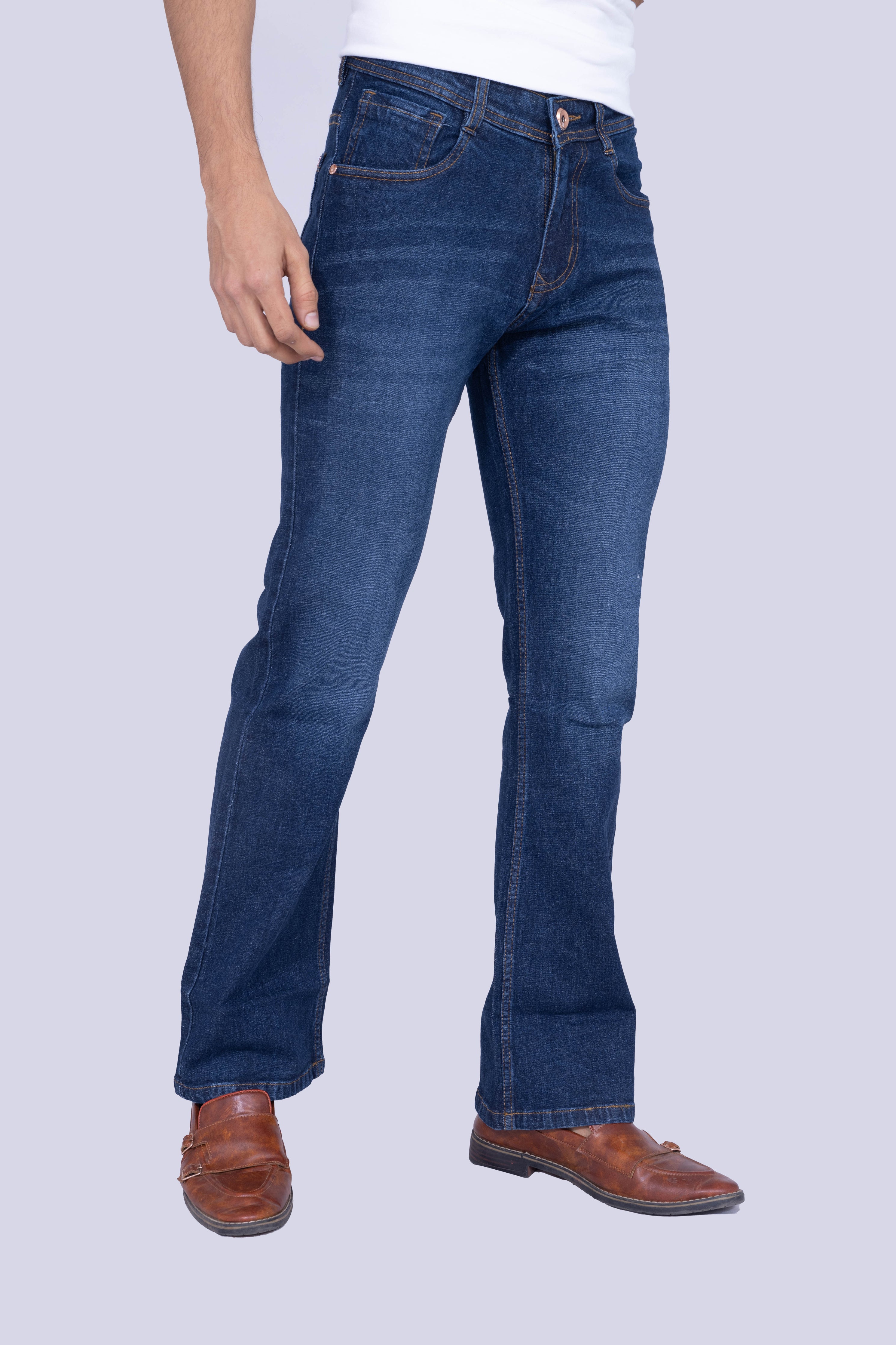 Classic Deep Blue Crosshatch Bootcut jeans