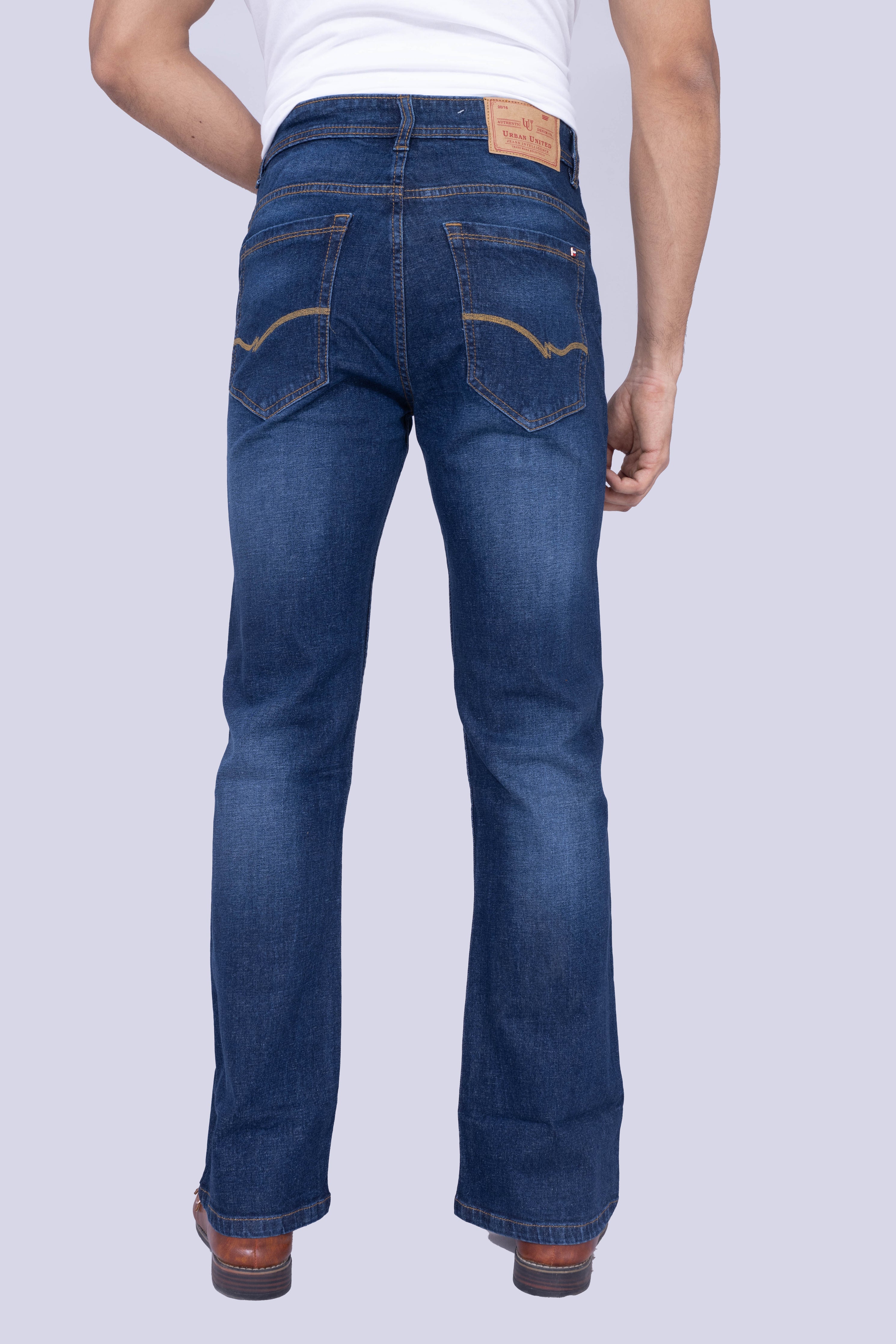 Classic Deep Blue Crosshatch Bootcut jeans