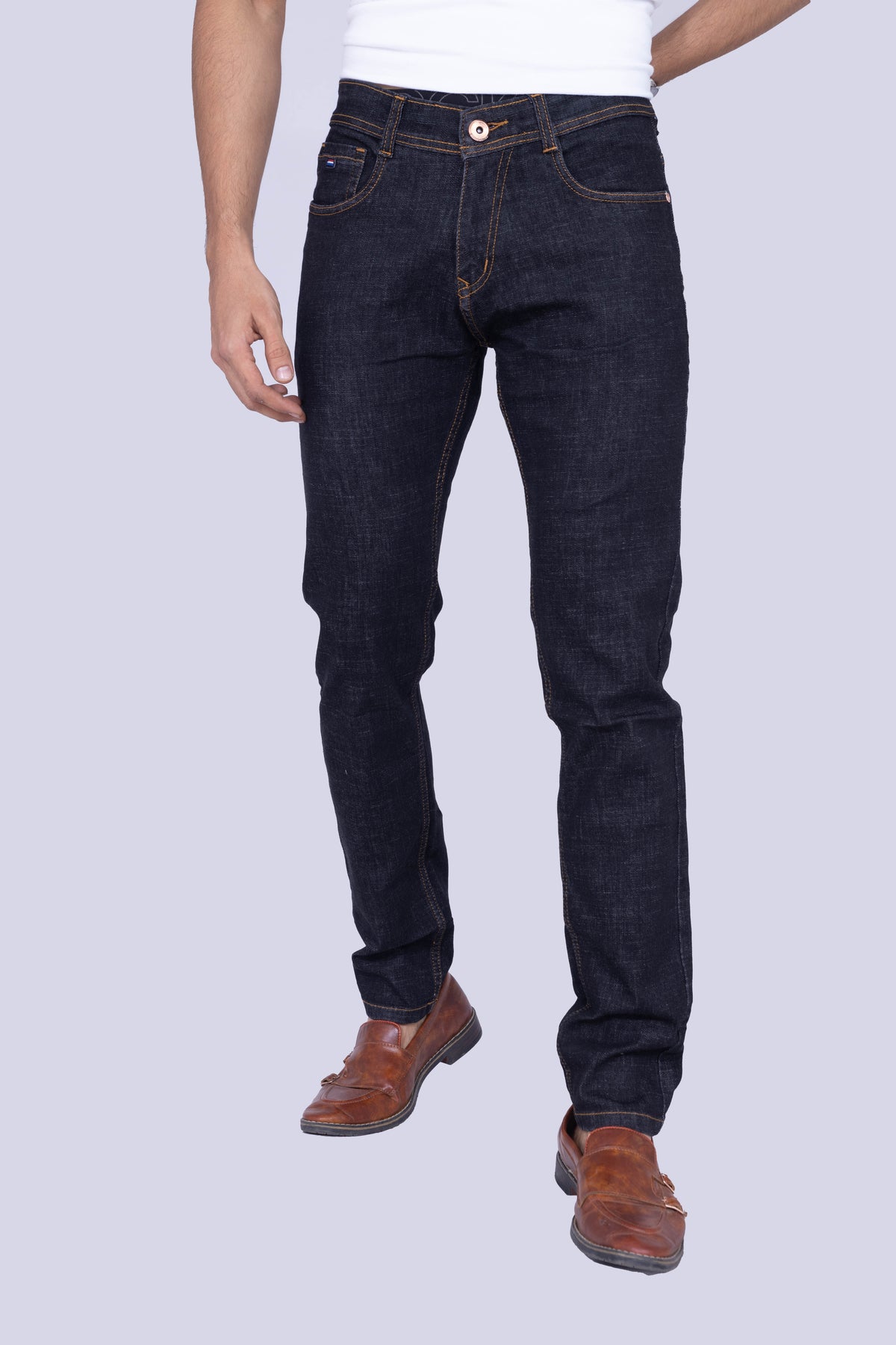 Classic Grey Black raw look narrow fit jeans