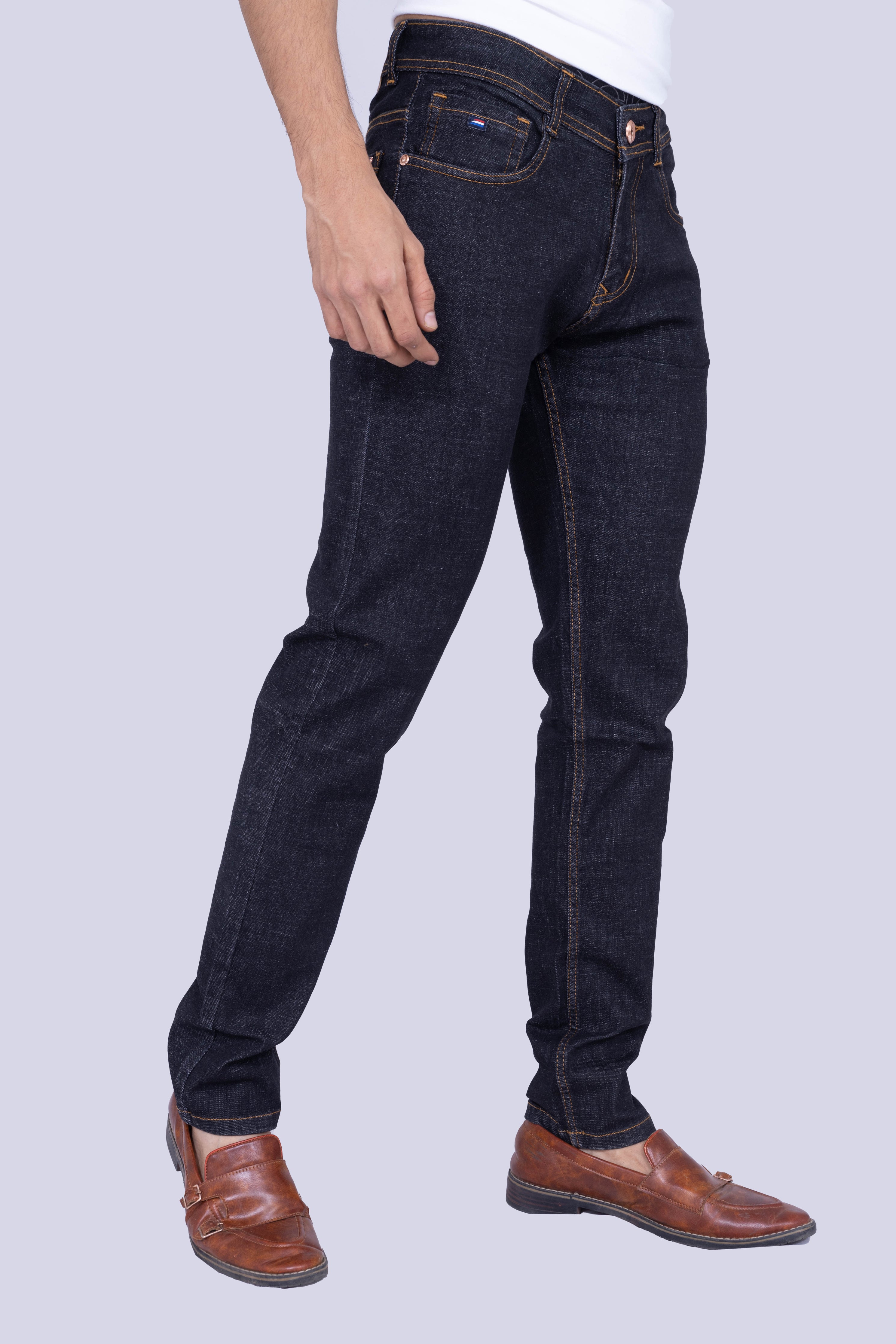 Classic Grey Black raw look narrow fit jeans