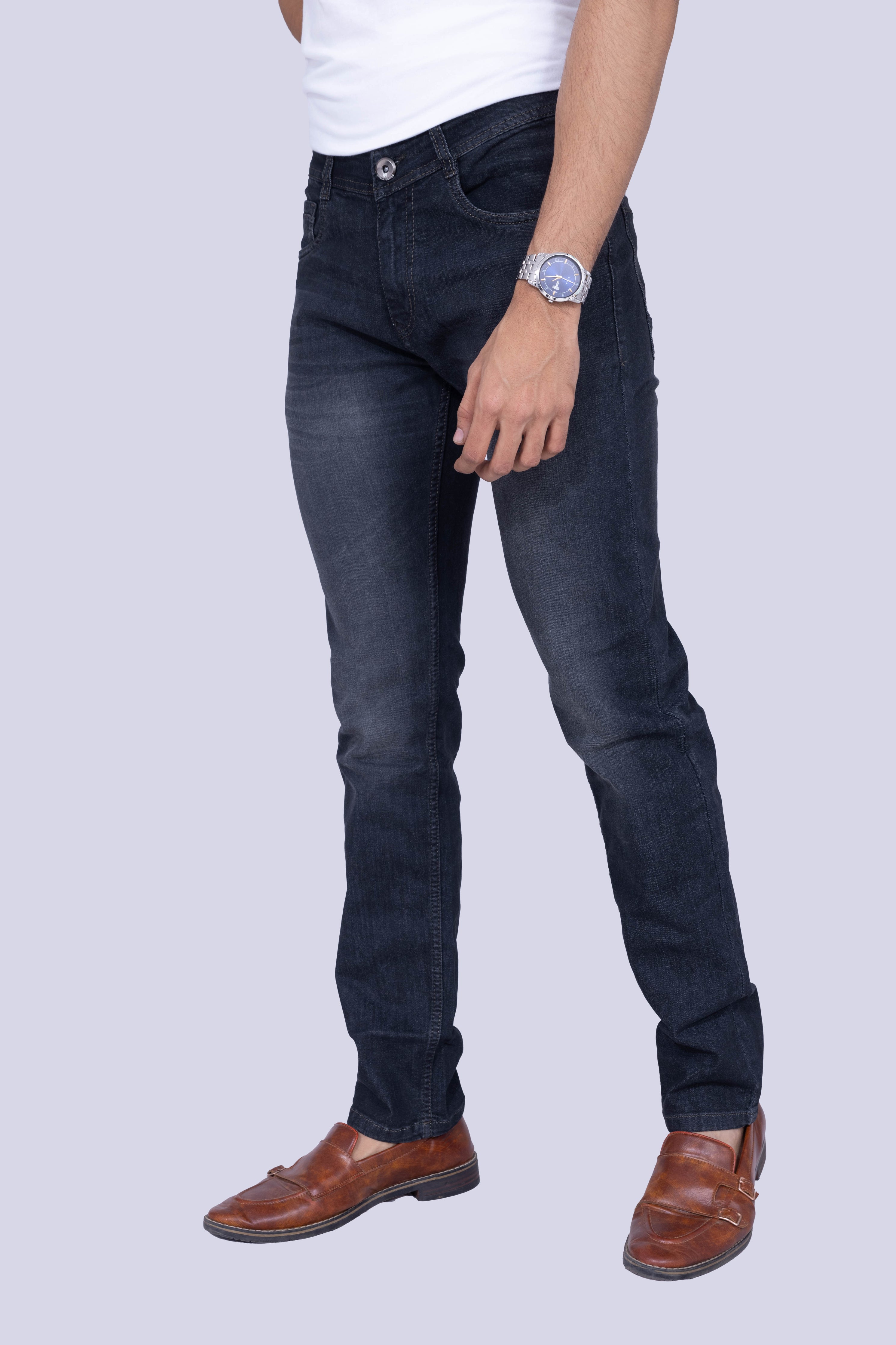 Charcoal Grey regular fit stretchable jeans