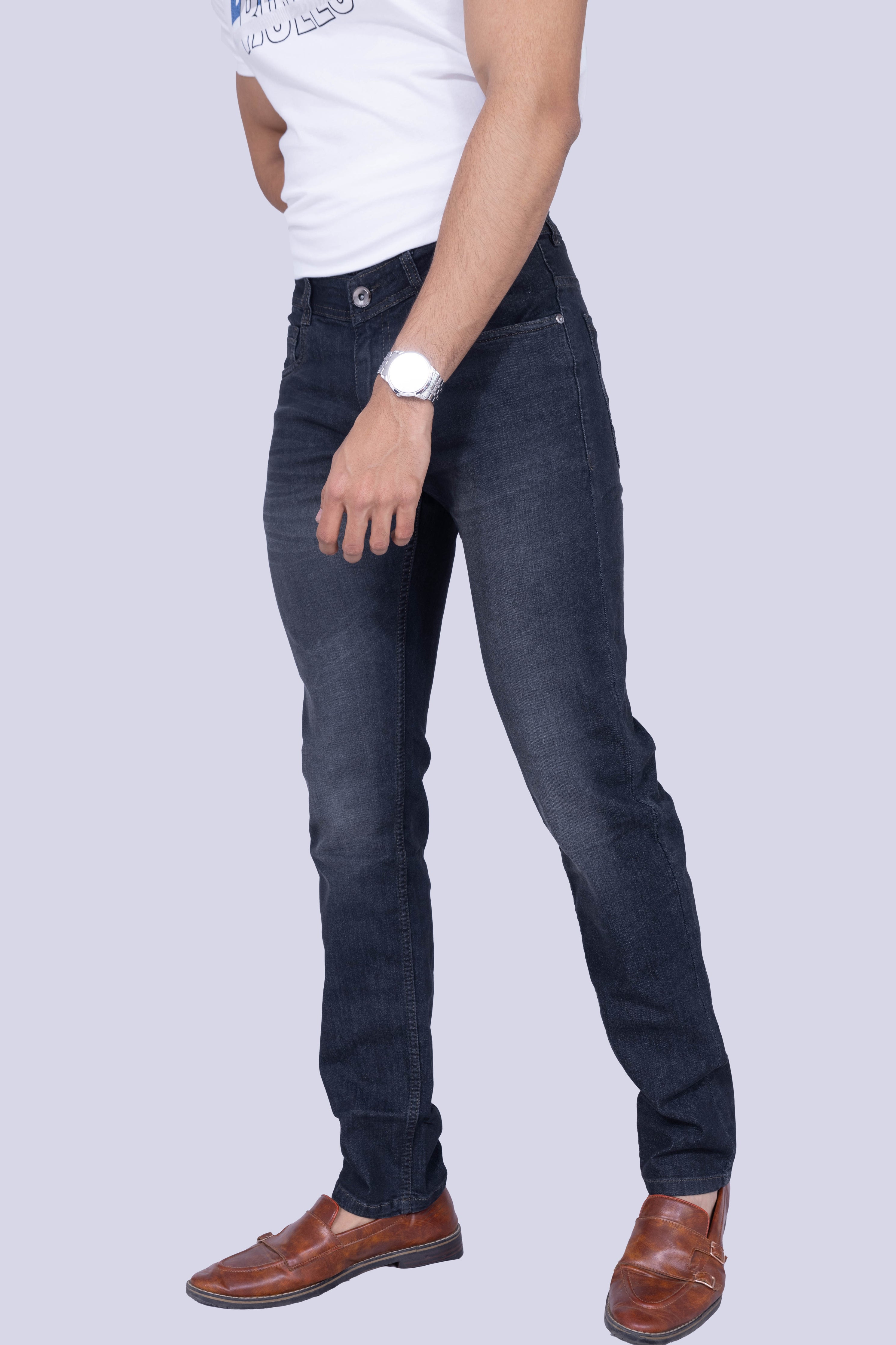 Charcoal Grey regular fit stretchable jeans