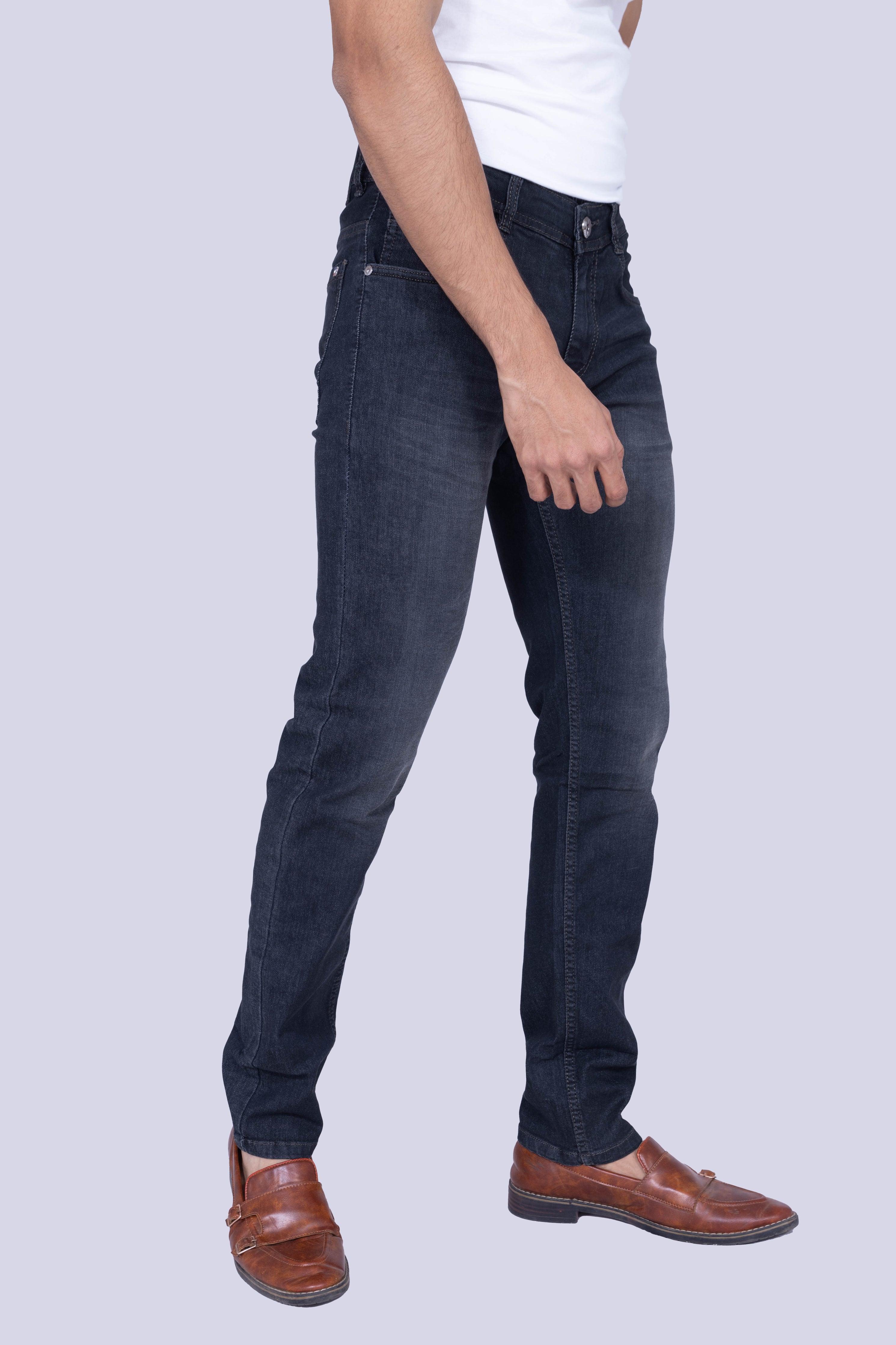 Charcoal Grey regular fit stretchable jeans