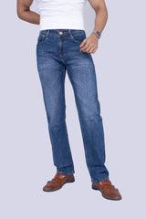 Vintage Mid Wash Blue Straight Fit Jeans