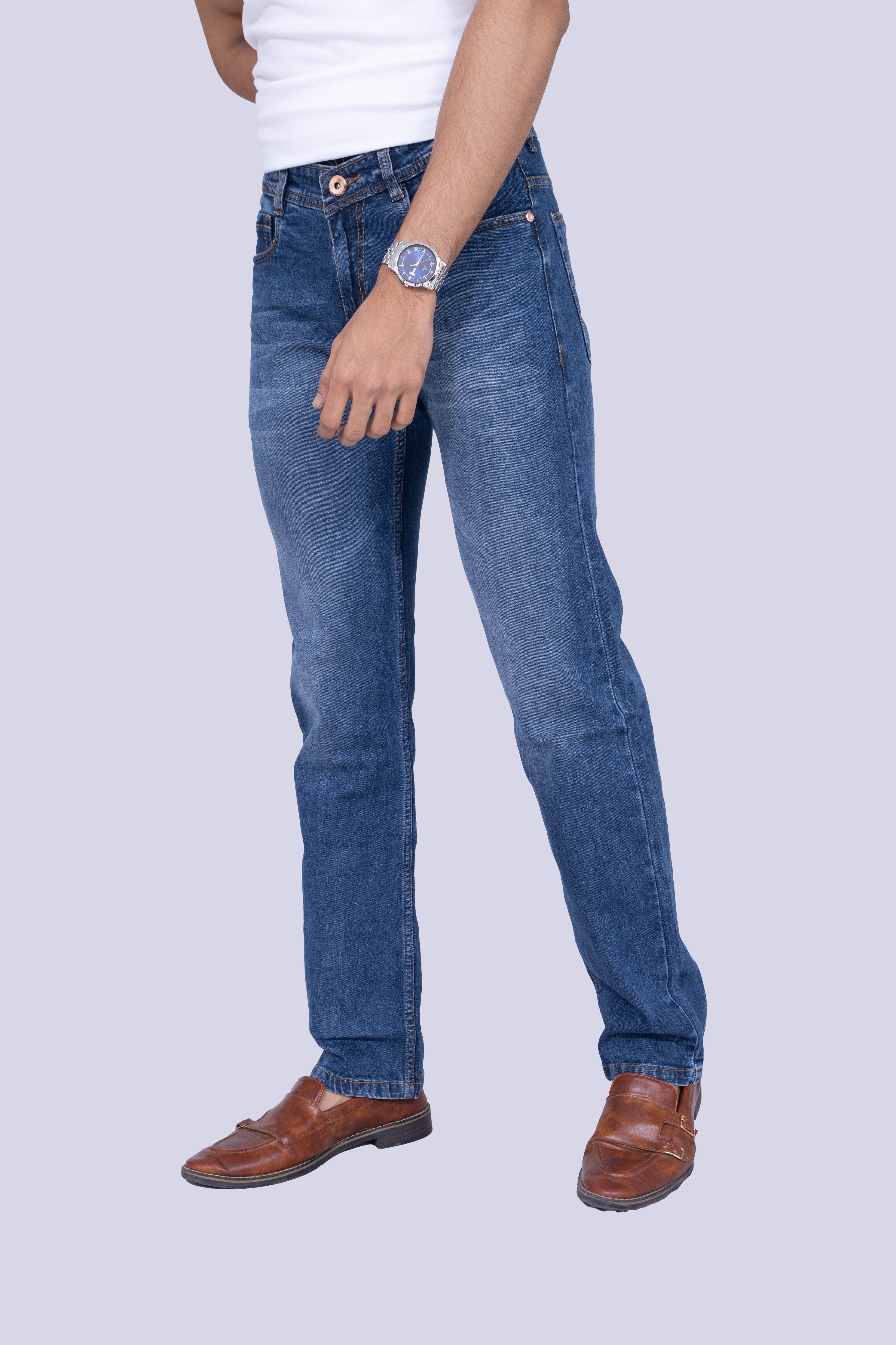Vintage Mid Wash Blue Straight Fit Jeans – Urban United