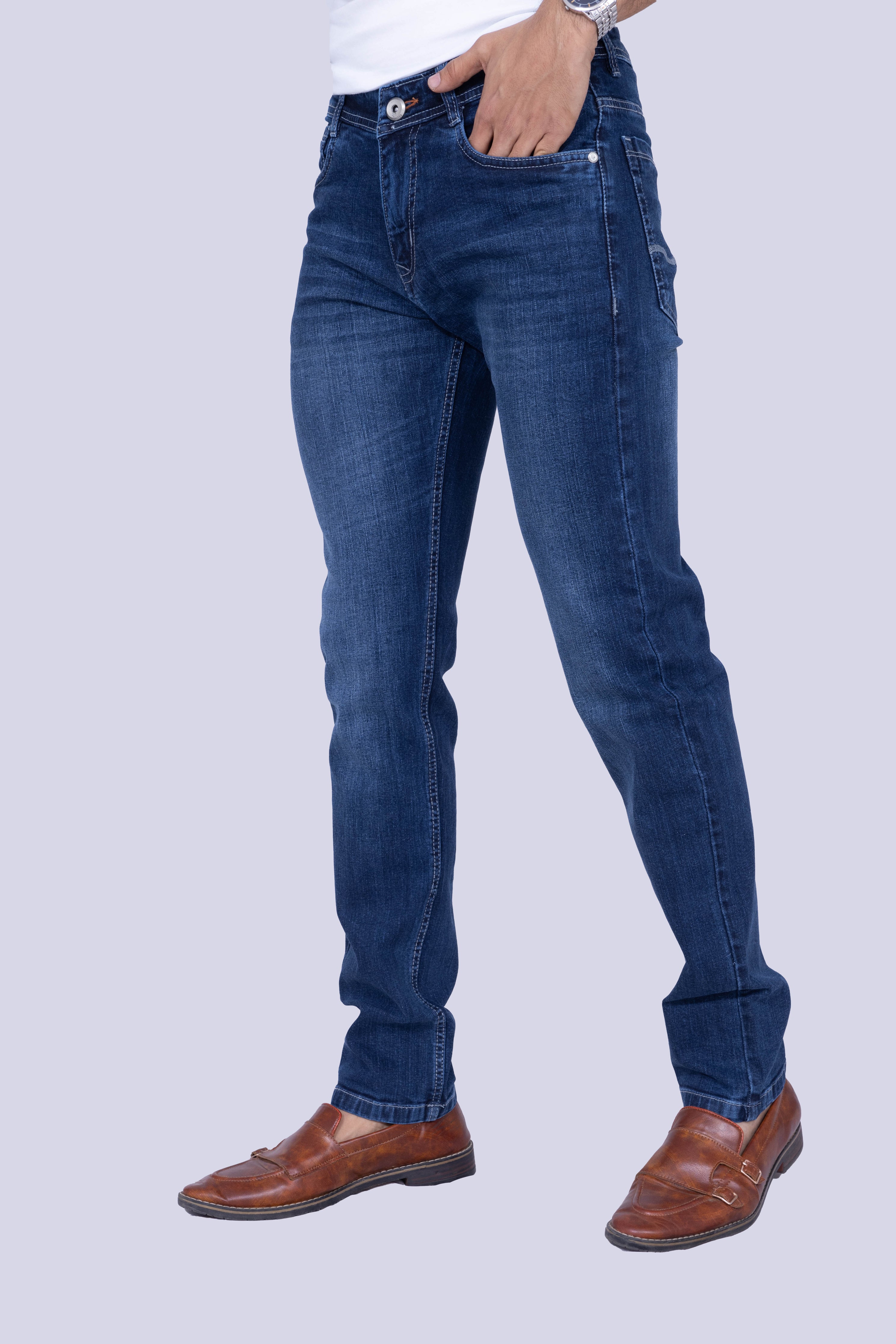 Vintage Depth of Mid-Wash Blue Regular Fit Jeans