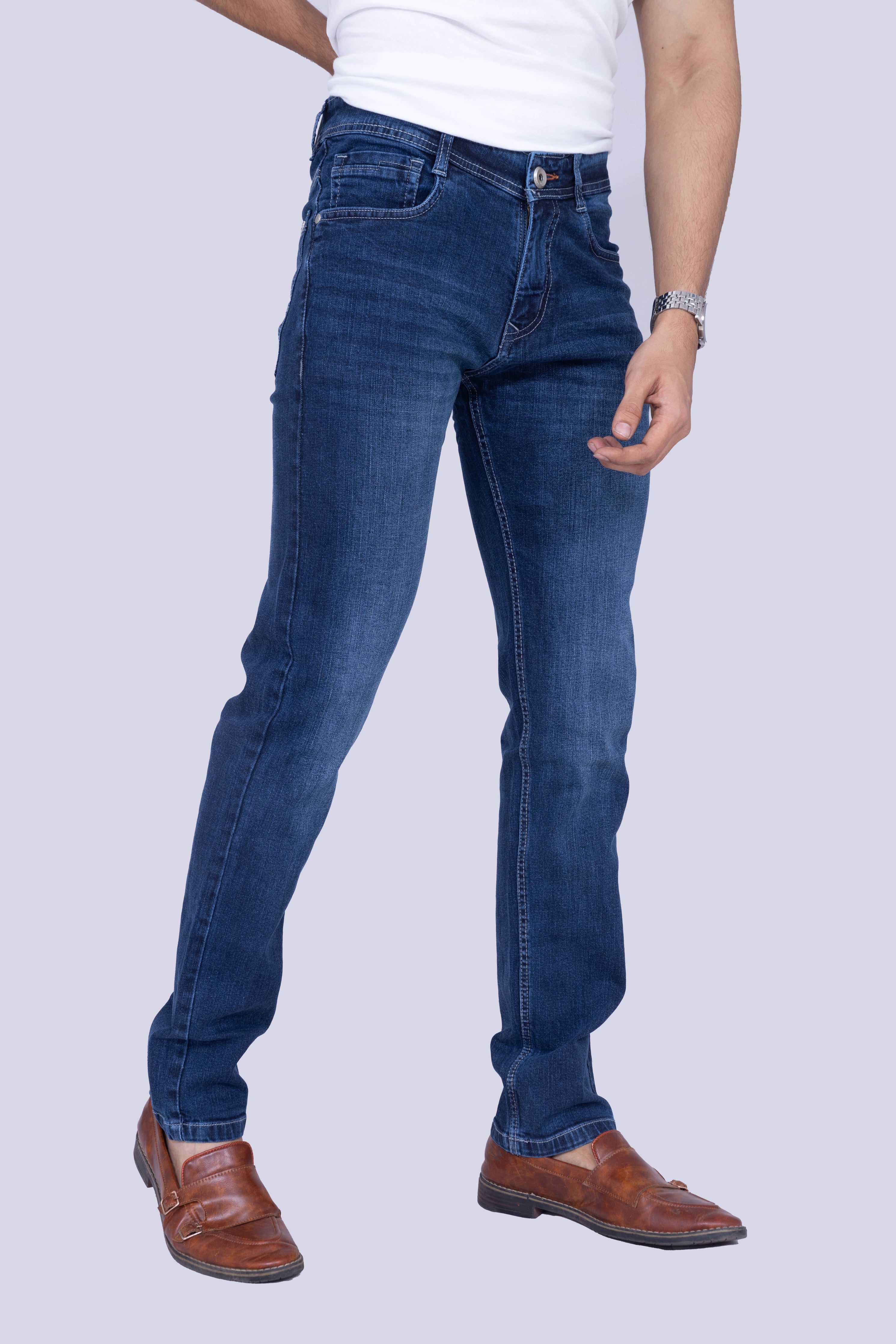 Vintage Depth of Mid-Wash Blue Regular Fit Jeans