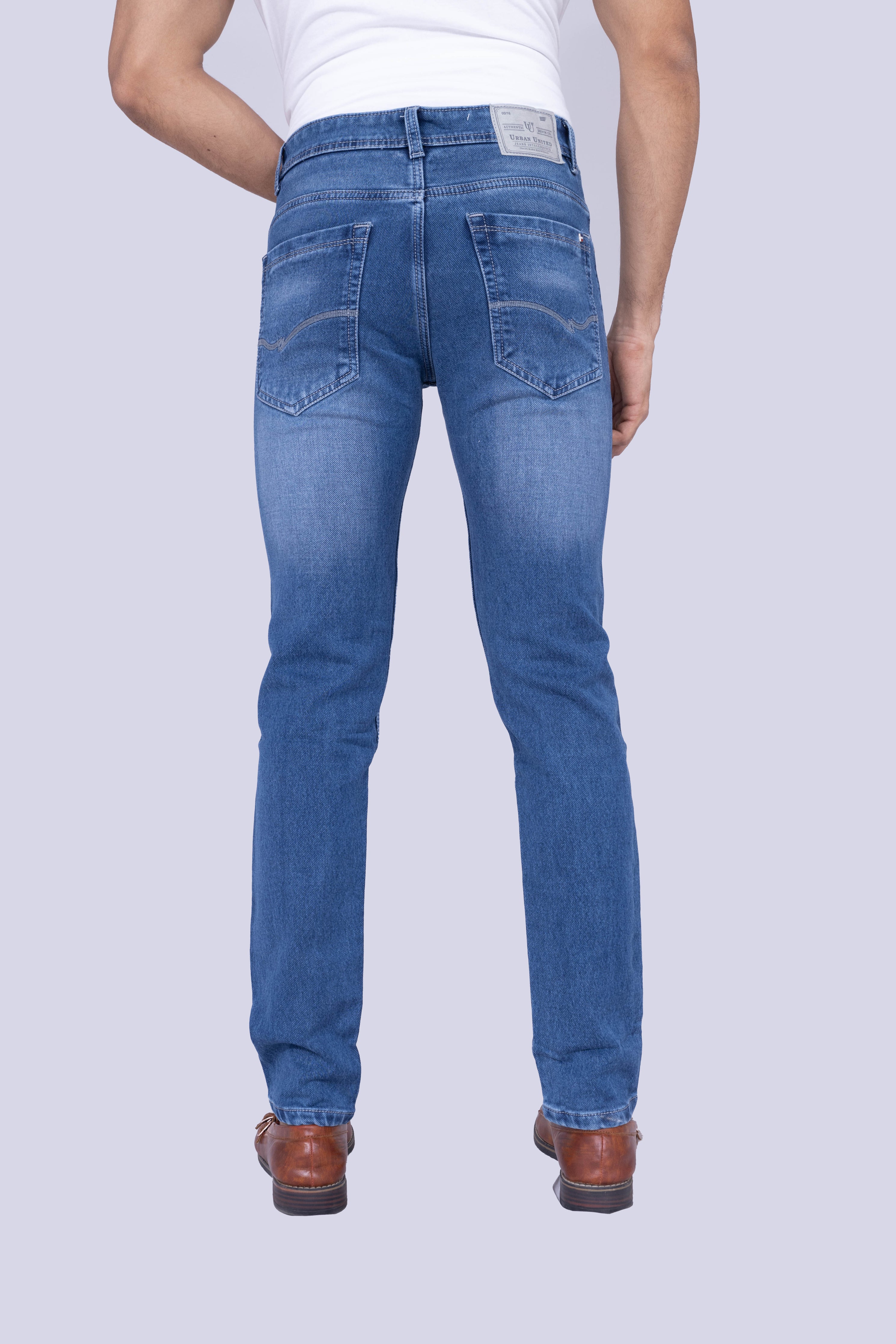 Knit Mid-Blue regular Fit Jeans