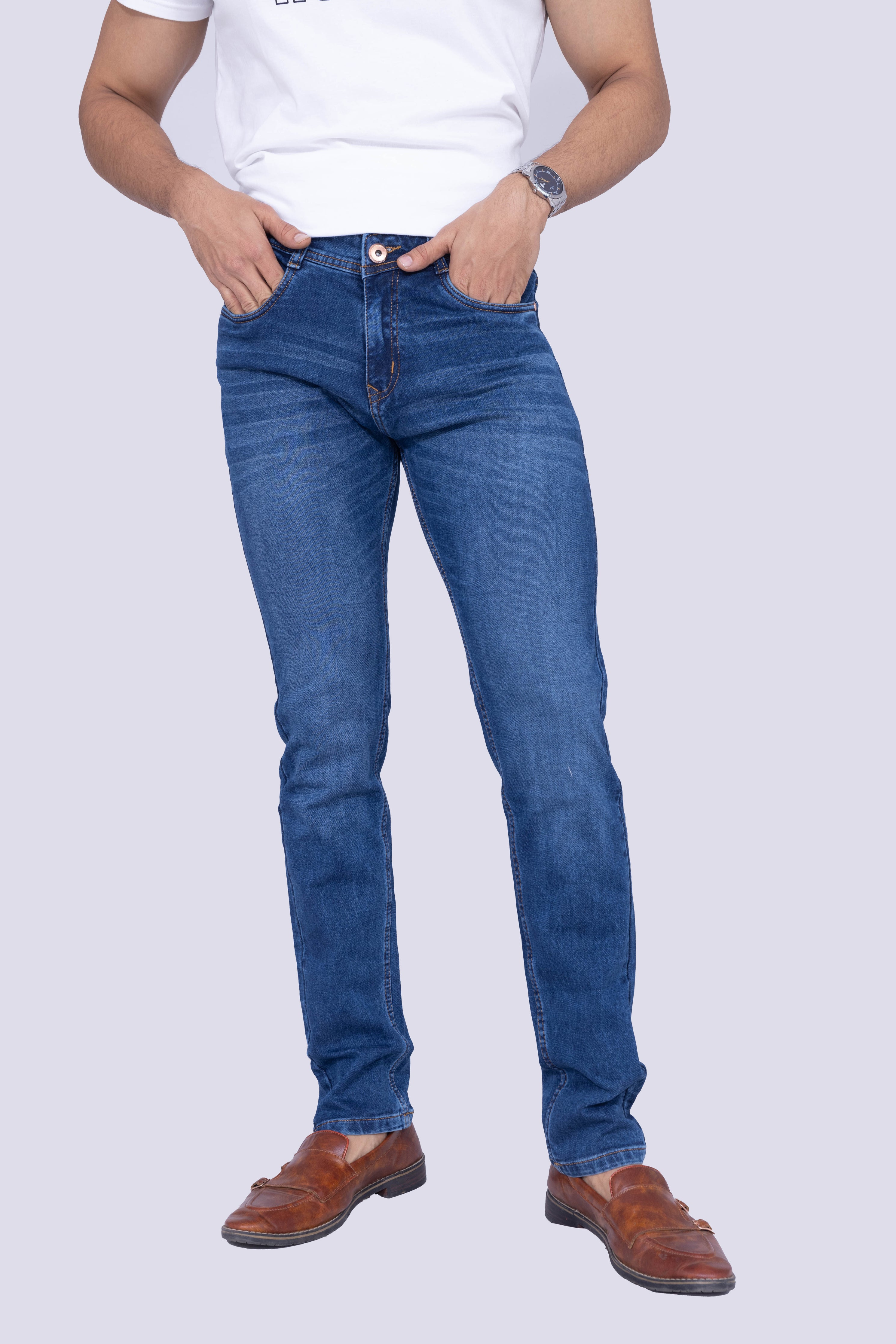 Knit Classic Mid Blue Regular Fit Jeans