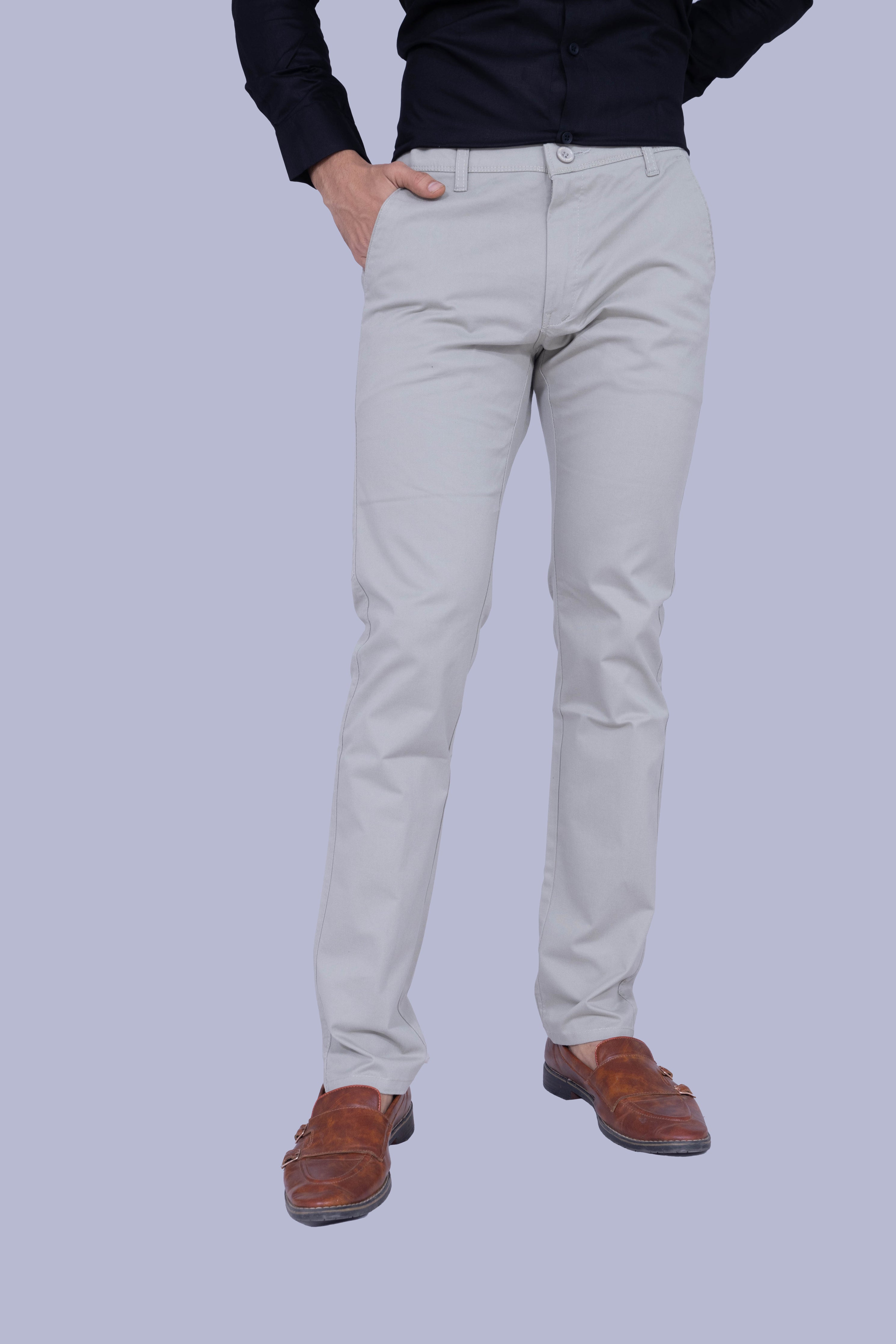 Light Beige Regular Fit Cotton Chinos