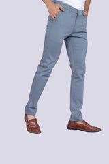 Bluish Grey Regular Fit Cotton Chinos