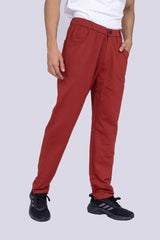 Brick colour button track pants with back pocket details