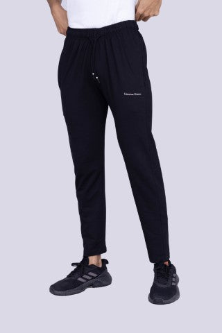 Classic black track pants for men with draw string