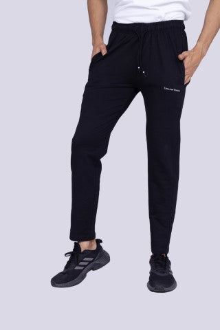 Classic black track pants for men with draw string