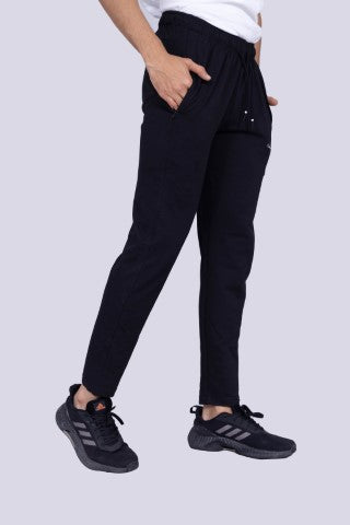 Classic black track pants for men with draw string