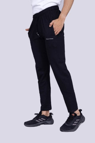 Classic black track pants for men with draw string