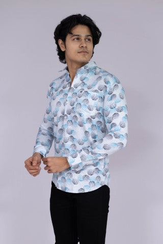 Black & Blue fingerprint pattern shirt for men