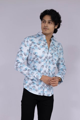 Black & Blue fingerprint pattern shirt for men