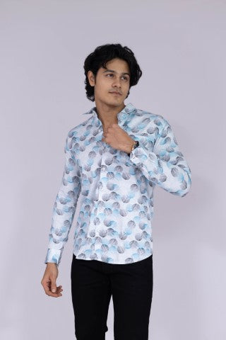 Black & Blue fingerprint pattern shirt for men