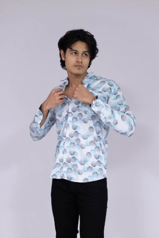 Black & Blue fingerprint pattern shirt for men