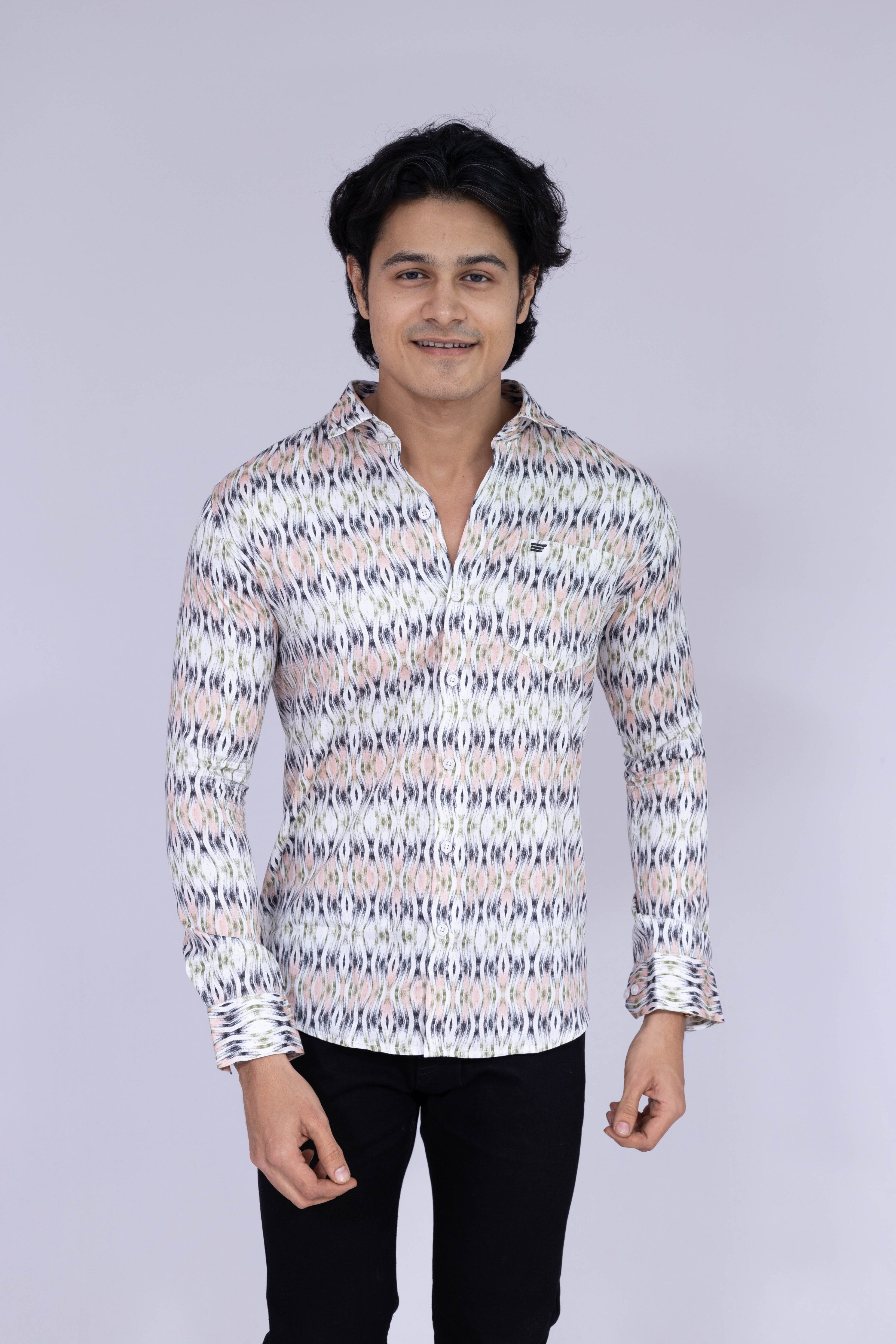 Horizontal multi-colour printed shirt