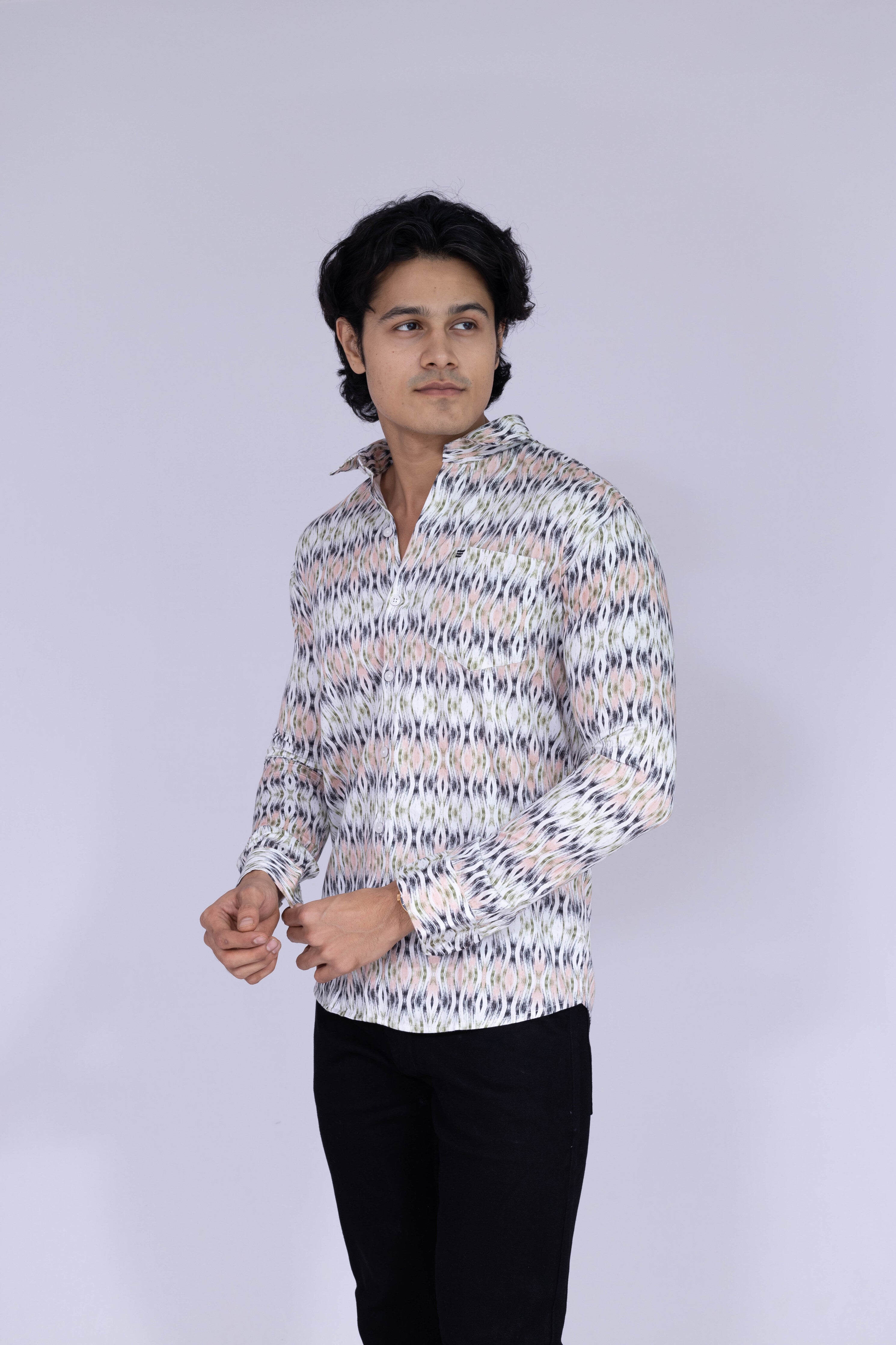 Horizontal multi-colour printed shirt