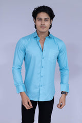 Solid blue shirt for men