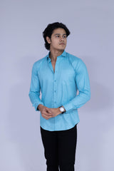 Solid blue shirt for men