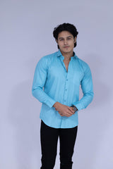 Solid blue shirt for men