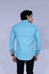 Solid blue shirt for men