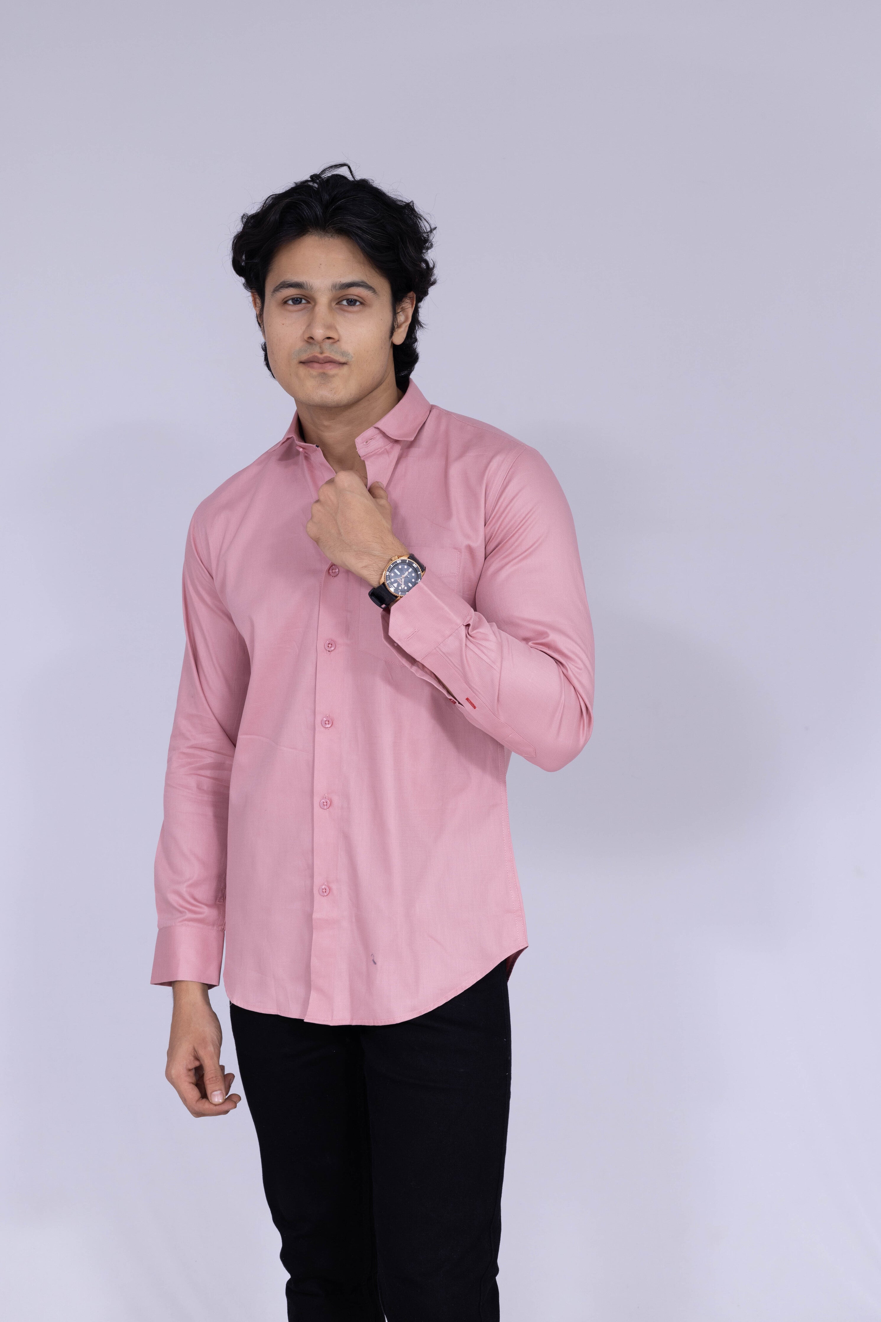 Solid pink shirt for men