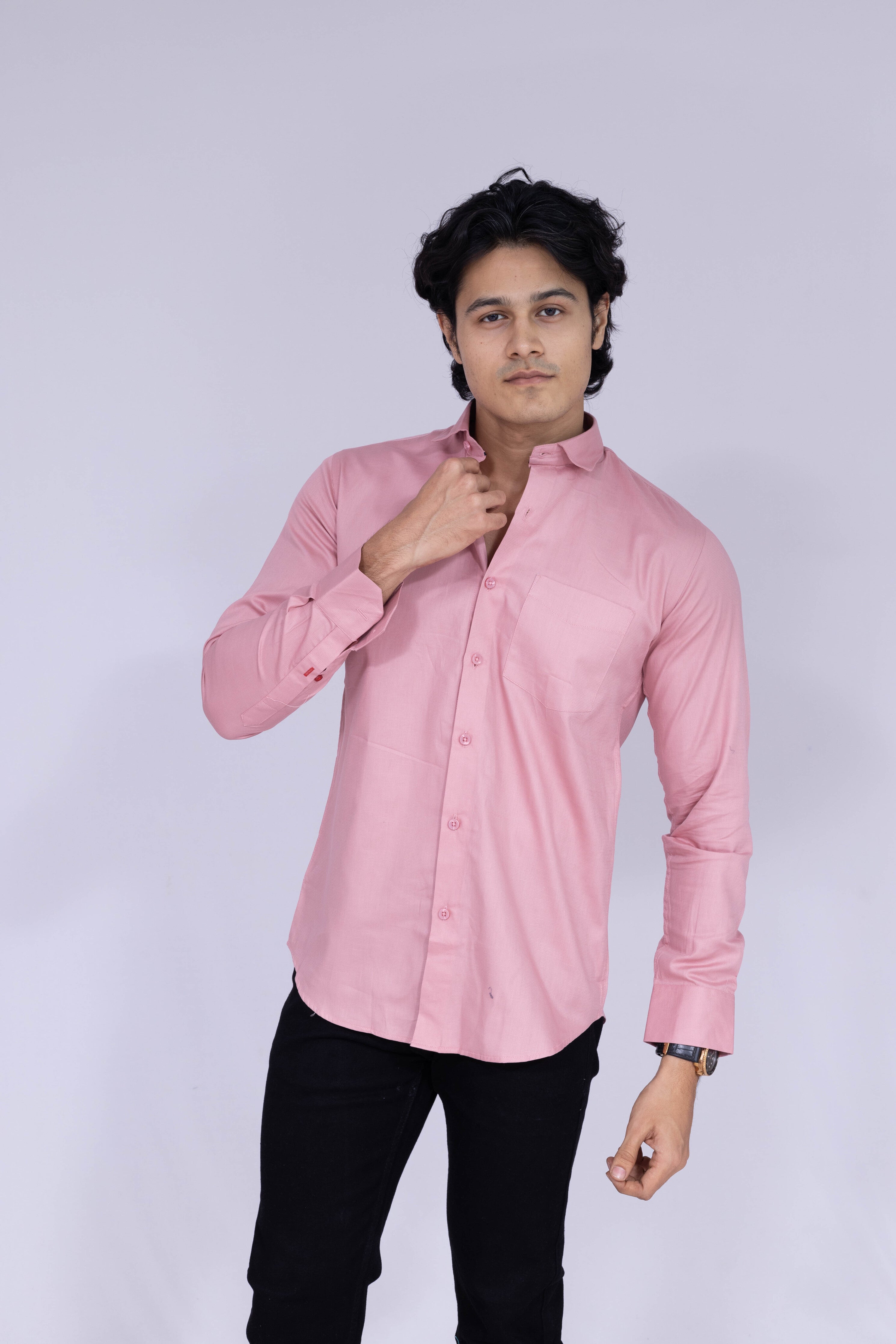 Solid pink shirt for men